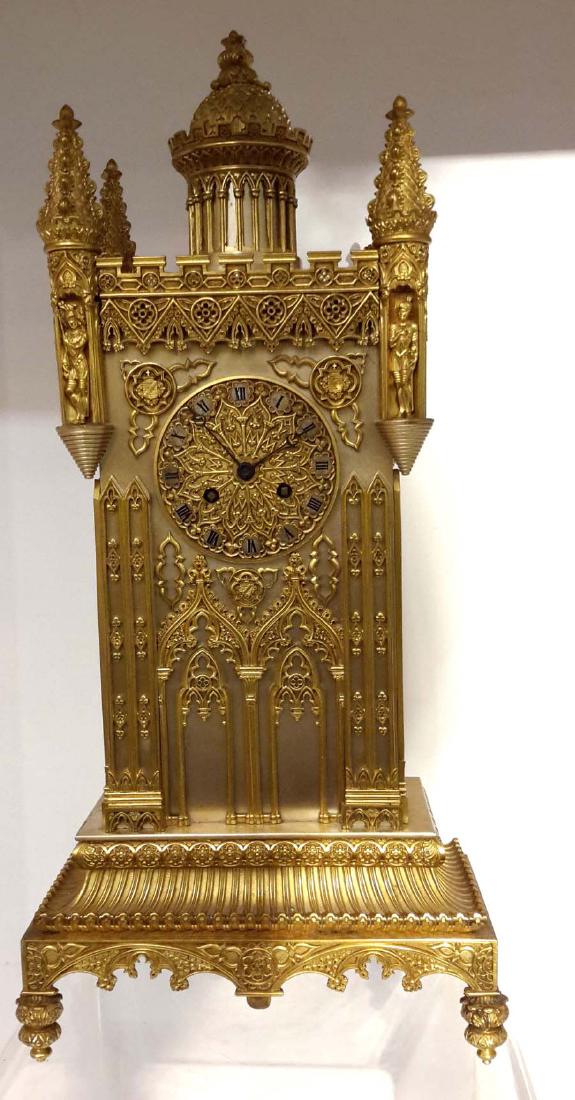 Charles X Gothic Cathedral Bronze Mantel Clock, circa (1 of 10)