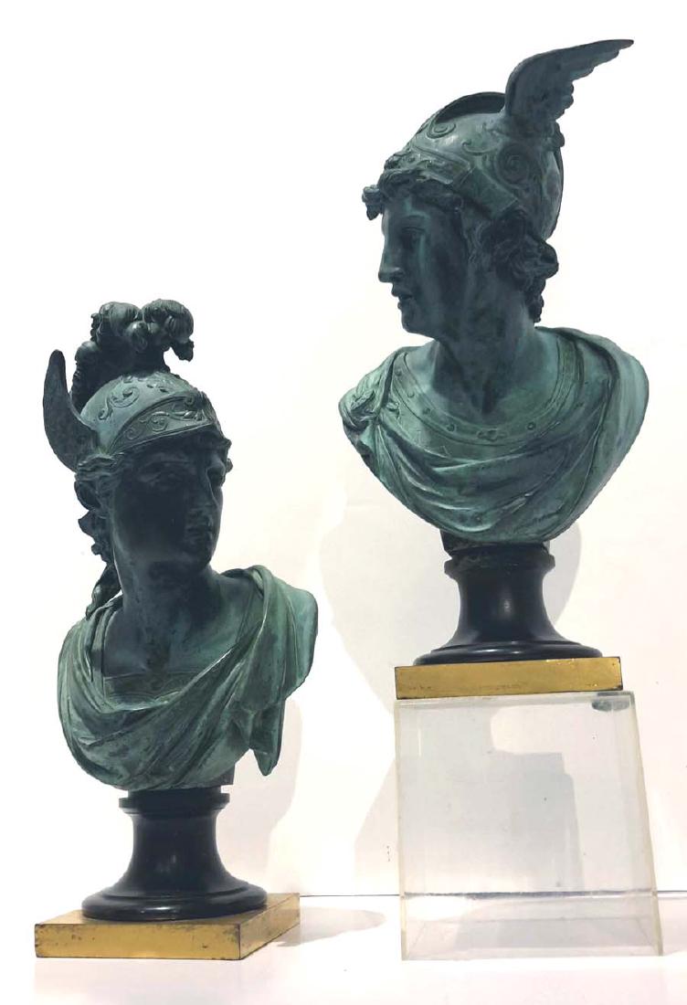 Pair of Neoclassical Bronze Busts of Mercury and Mars, (1 of 7)