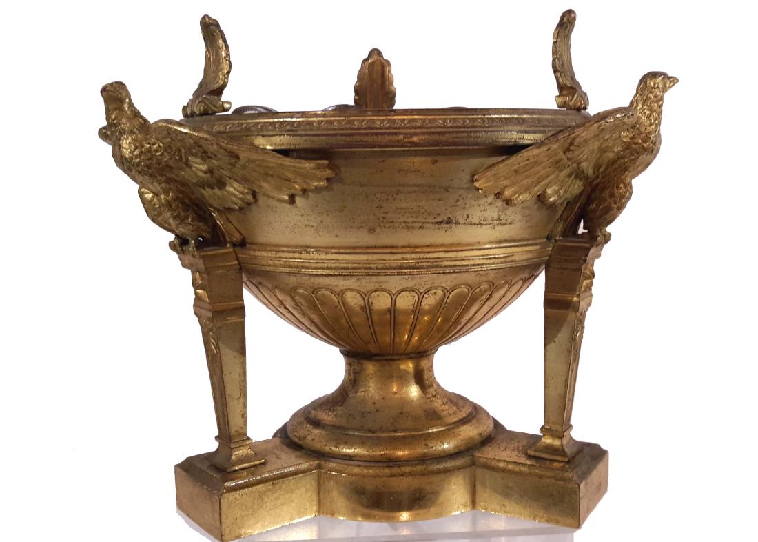 Christofle & Cie, Gilt Bronze Center bowl, Circa 1900: Stamped On the Base. It was made into a lamp at one time and has a hole drilled for wiring. 7.5" High, 8.25" Wide.