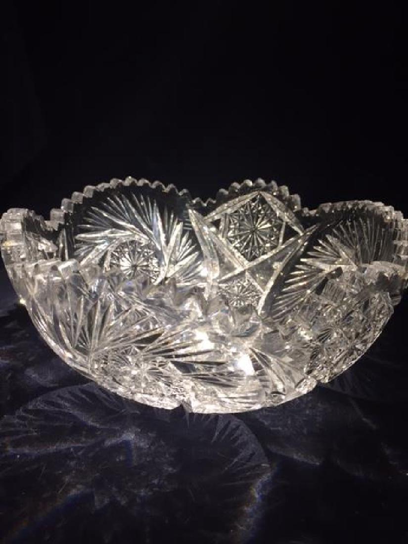 Vintage 3 1/4" x 8" Cut Glass Bowl Several chips on the (1 of 2)