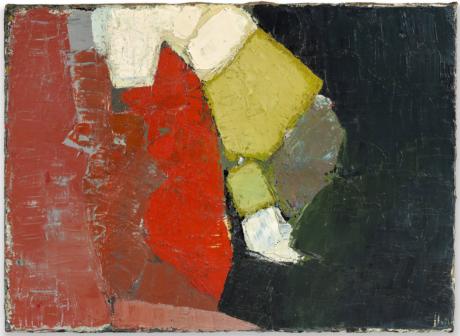 Nicolas de STAËL: Nicolas de STAËLComposition - 1949Huile sur toileSignée en bas à droite "Staël", contresignée et datée au dos "Nicolas de Staël, octobre 1949"73 x 100 cmProvenance