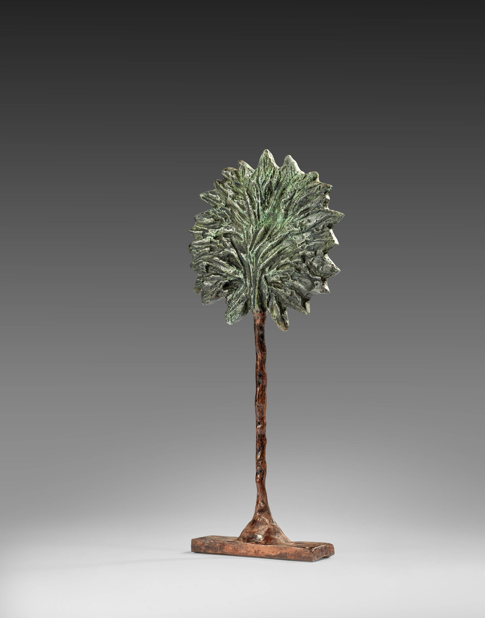 Diego GIACOMETTI: Diego GIACOMETTIArbreBronze à patine verte et bruneSigné sur la tranche de la terrasse "DIEGO"Hauteur: 30,30 cmProvenance : Cadeau de l'artiste à l'actuel propriétaireBronze with