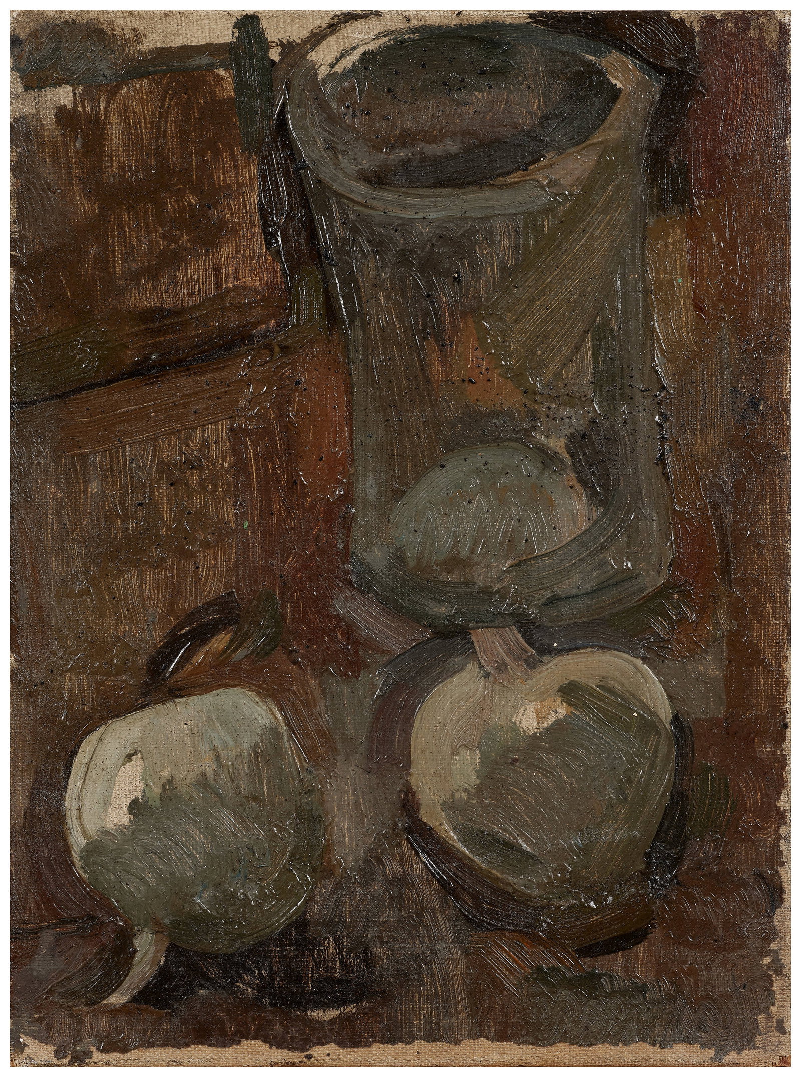 François-Xavier LALANNE: François-Xavier LALANNE (1927 - 2008) « Nature morte aux pommes et carafe » – 1948 Huile sur toile 21,5 × 16 cm Un certificat de Claude Lalanne en date du 13 juin 2017 sera