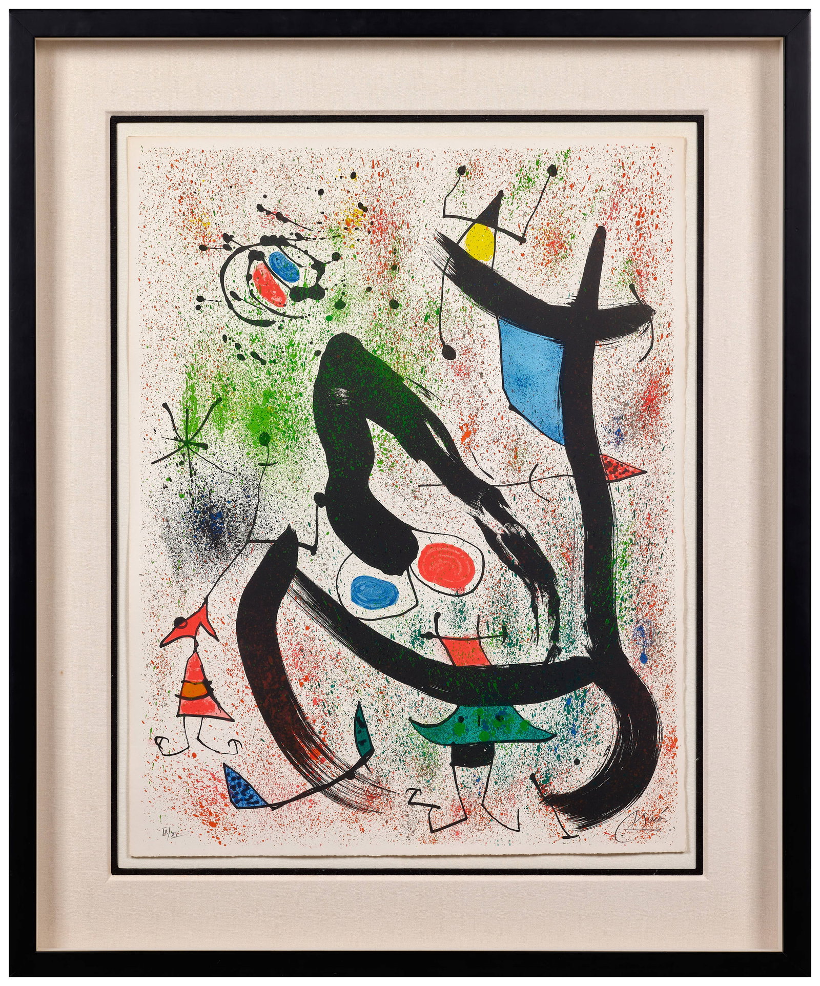 Joan MIRÓ: Joan MIRÓ Les Voyants - 1970 Lithographie en couleurs Signée et numérotée "IX/XV" 65 x 50 cm - encadrée �� Maeght 664 Lithograph in colors; signed and numbered