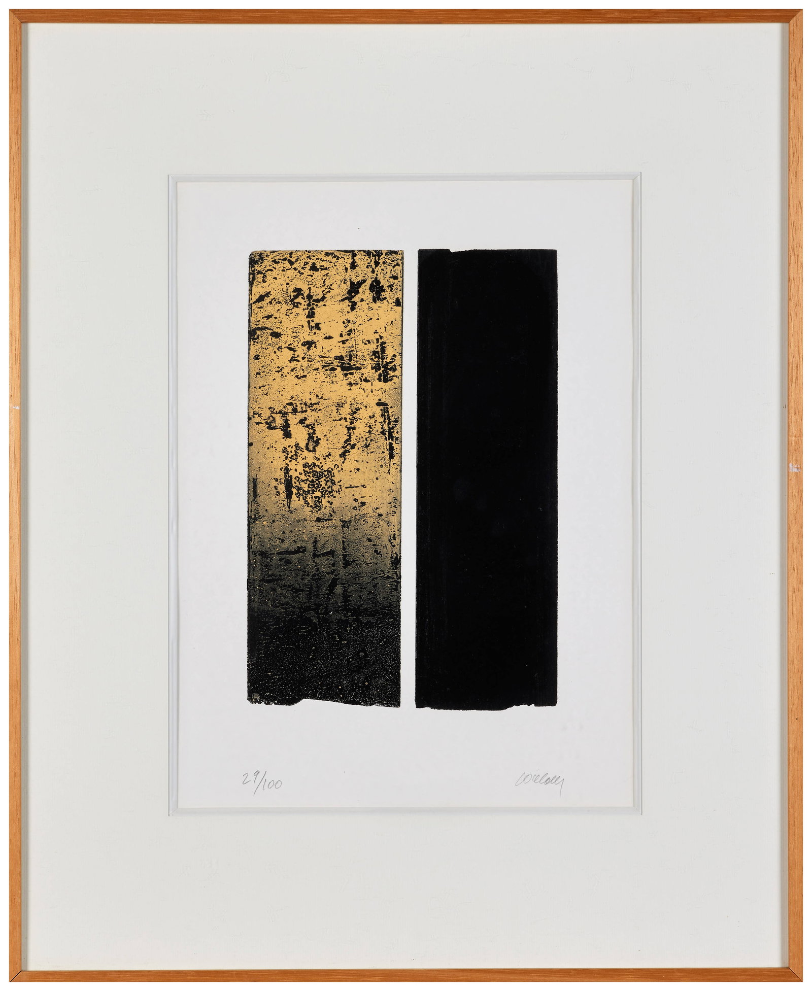 Pierre SOULAGES: Pierre SOULAGES Eau-forte XL - 1996 Eau-forte en couleurs sur Vélin d'Arches Signée et numérotée "29/100" 37 x 28 cm (à vue) - encadrée �� BNF 42 Tirage d
