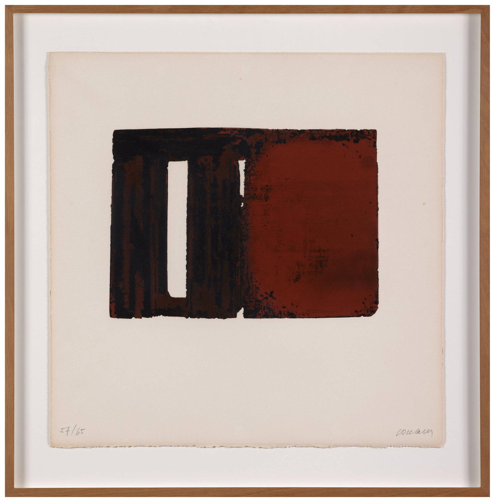 Pierre SOULAGES: Pierre SOULAGES Eau-forte XXXVIII - 1980 Eau-forte en couleurs Signée et numérotée "57/65" 56 x 56 cm - encadrée �� BNF 40 Etching in colors; signed and number
