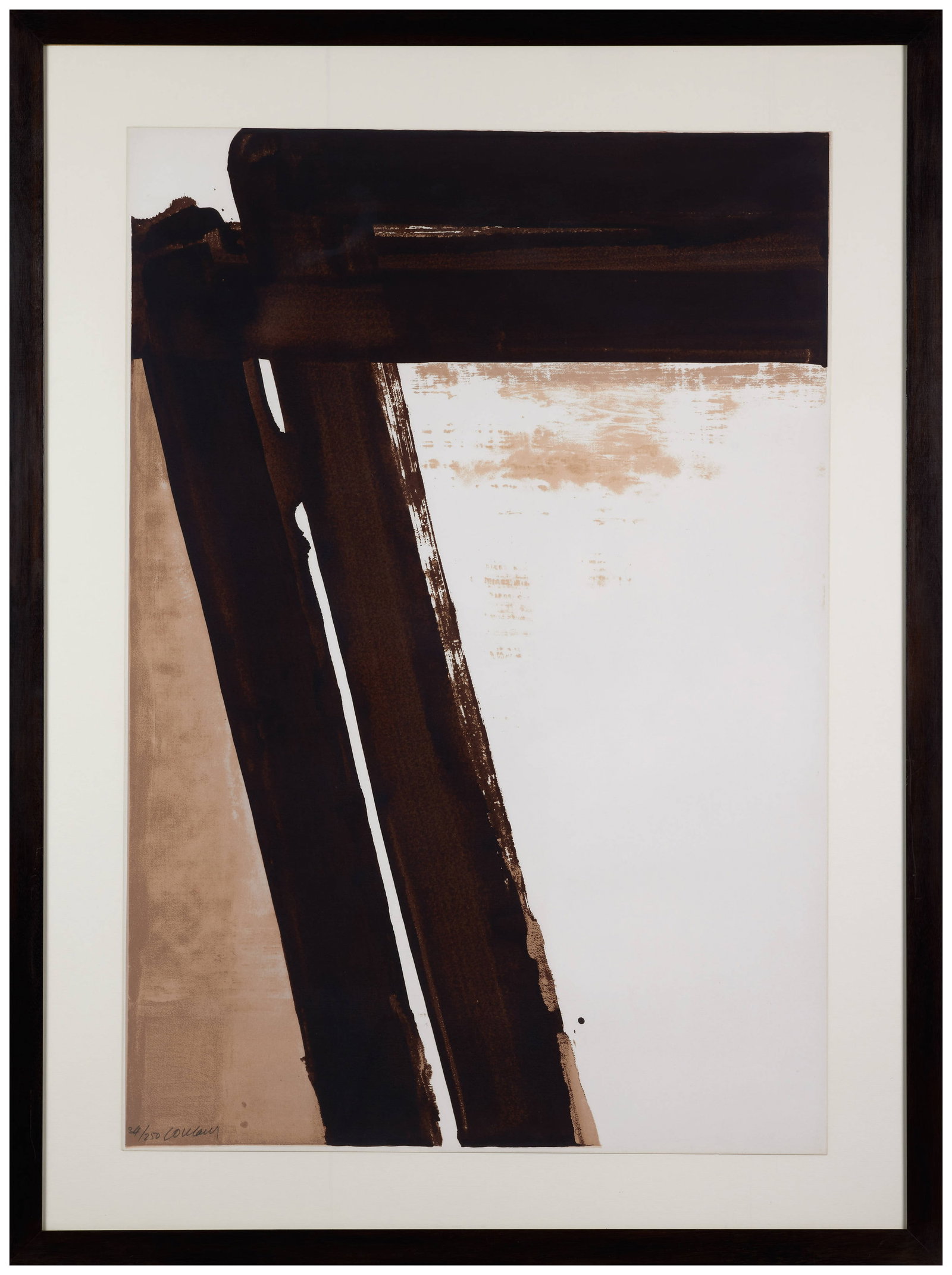 Pierre SOULAGES: Pierre SOULAGES Sérigraphie n°15 - 1981 Sérigraphie sur papier Signée et numérotée "34/250" 105 x 72,8 cm - encadrée �� BNF 107 Screenprint in c