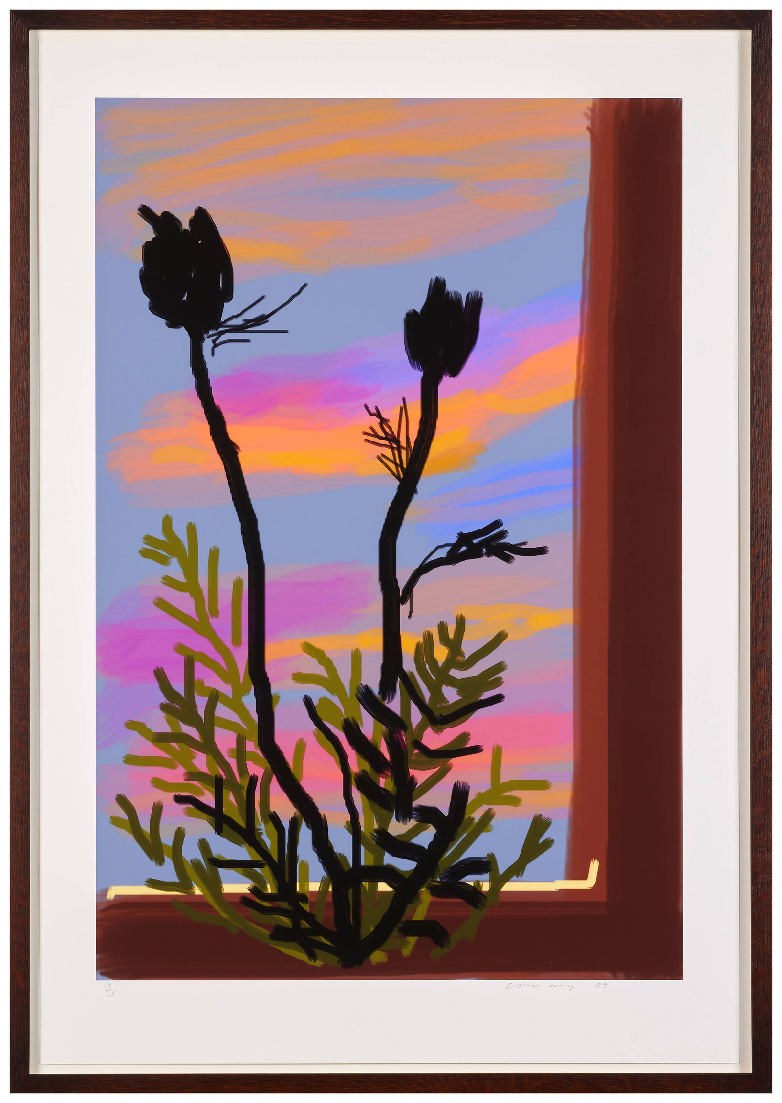 David HOCKNEY: David HOCKNEY Early Morning (Untitled, 470) - 2009 Dessin sur IPhone imprimé sur papier Signé et numéroté "19/25" 94 x 65 cm IPhone drawing printed on paper; signed and numbered