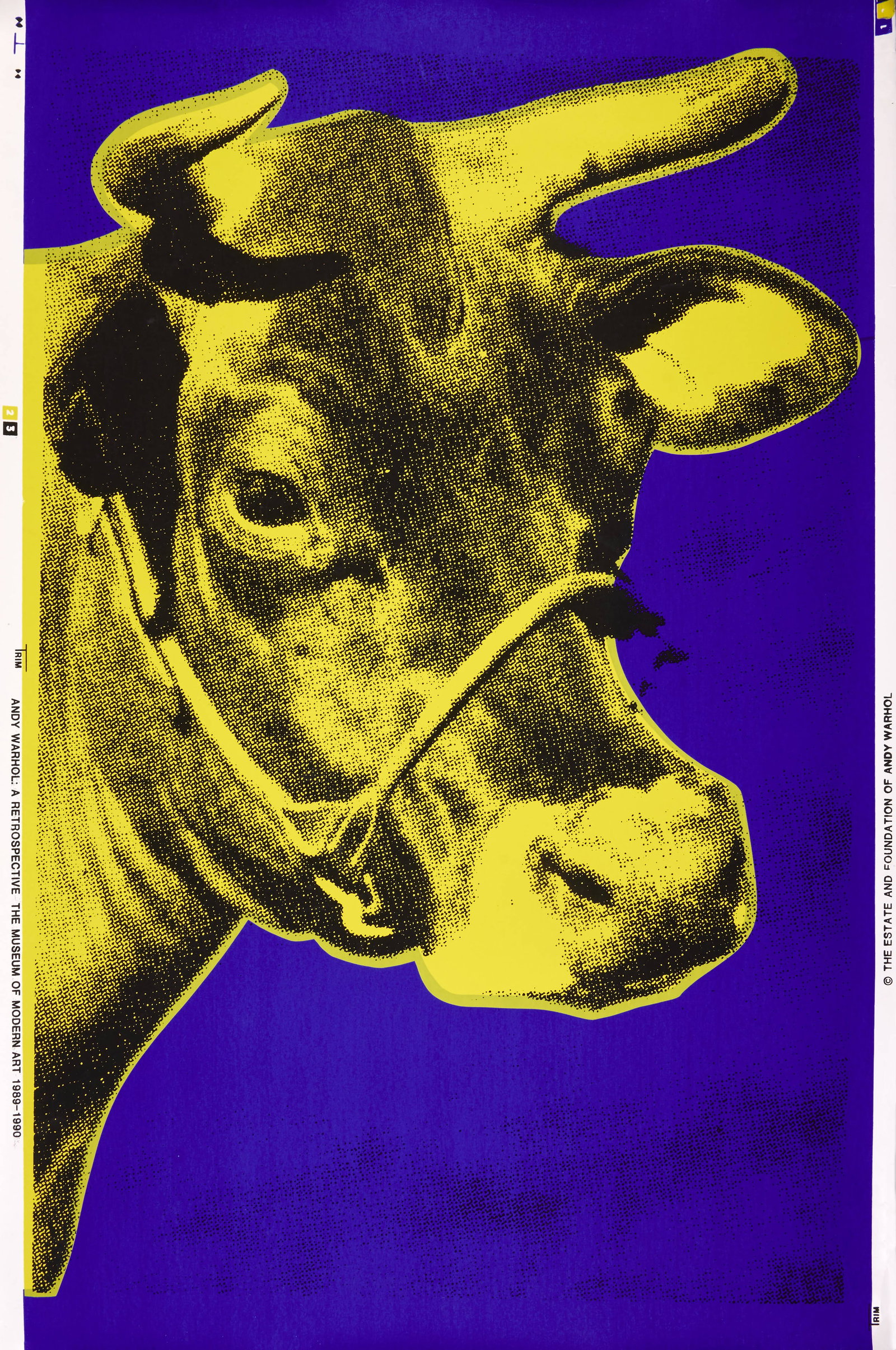 Andy WARHOL (D'après): Andy WARHOL (D'après) Cow - 1989/90 Sérigraphie sur papier peint Édition illimitée réalisée pour l'exposition "Andy Warhol: A Retrospective" au Museum of Modern Art en 19