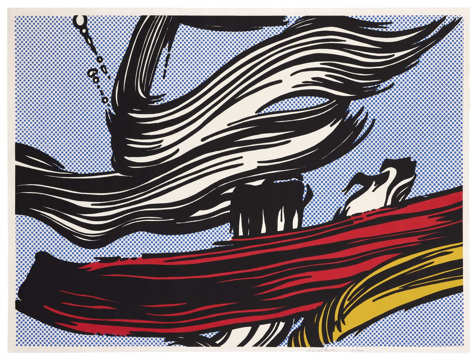 Roy LICHTENSTEIN: Roy LICHTENSTEIN Brushstrokes - 1967 Sérigraphie en couleurs Signée et numérotée "4/300" 58 x 77, 9 cm Leo Castelli Gallery, New York, Pasadena Art Museum, California Screenprint
