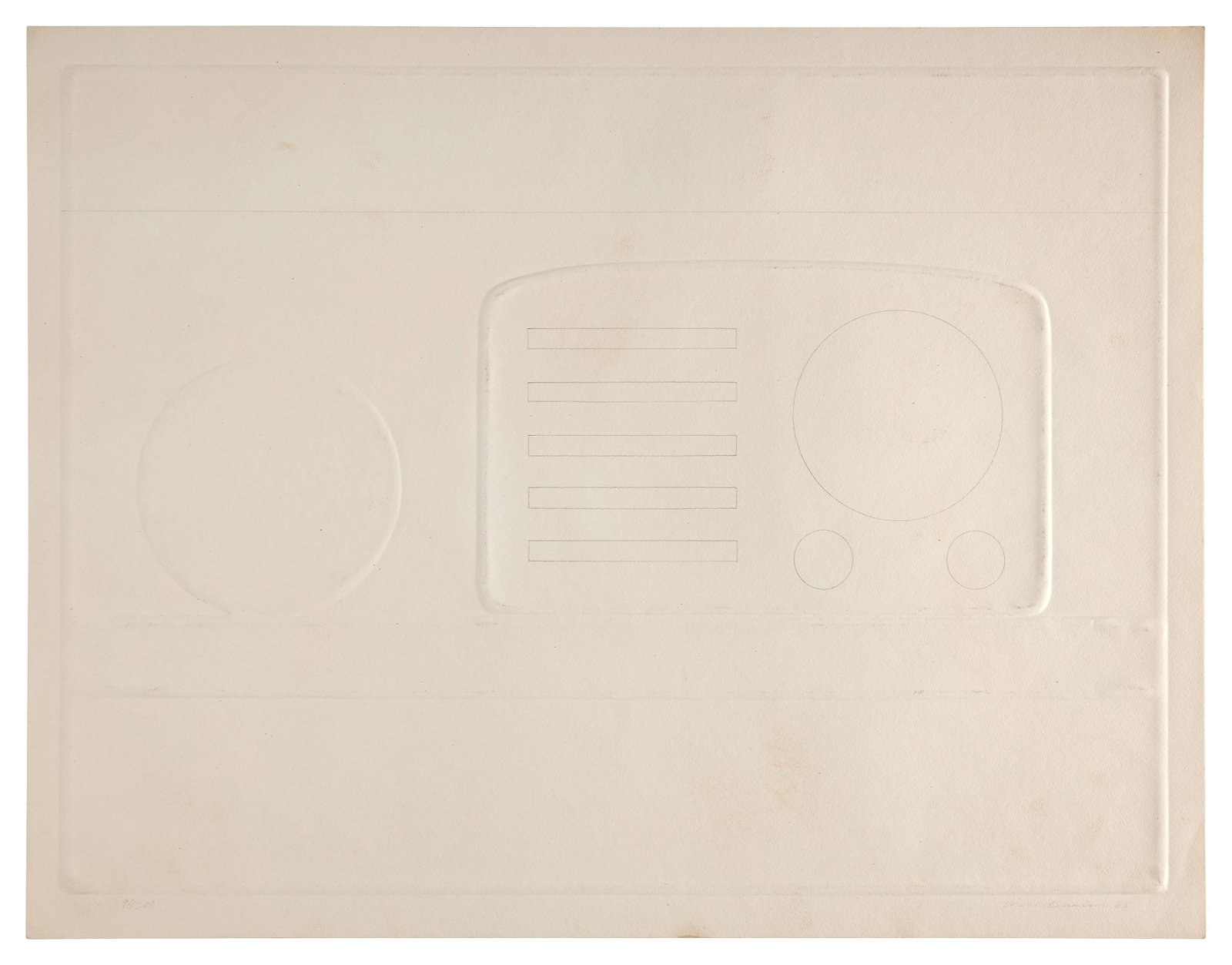 Tom WESSELMANN: Tom WESSELMANN Still Life - 1965 Issue de "New York Ten" Embossage avec des ajouts au crayon Signé, daté et numéroté "96/200" 43,5 cm x 56 cm Tanglewood Press, Inc., New York