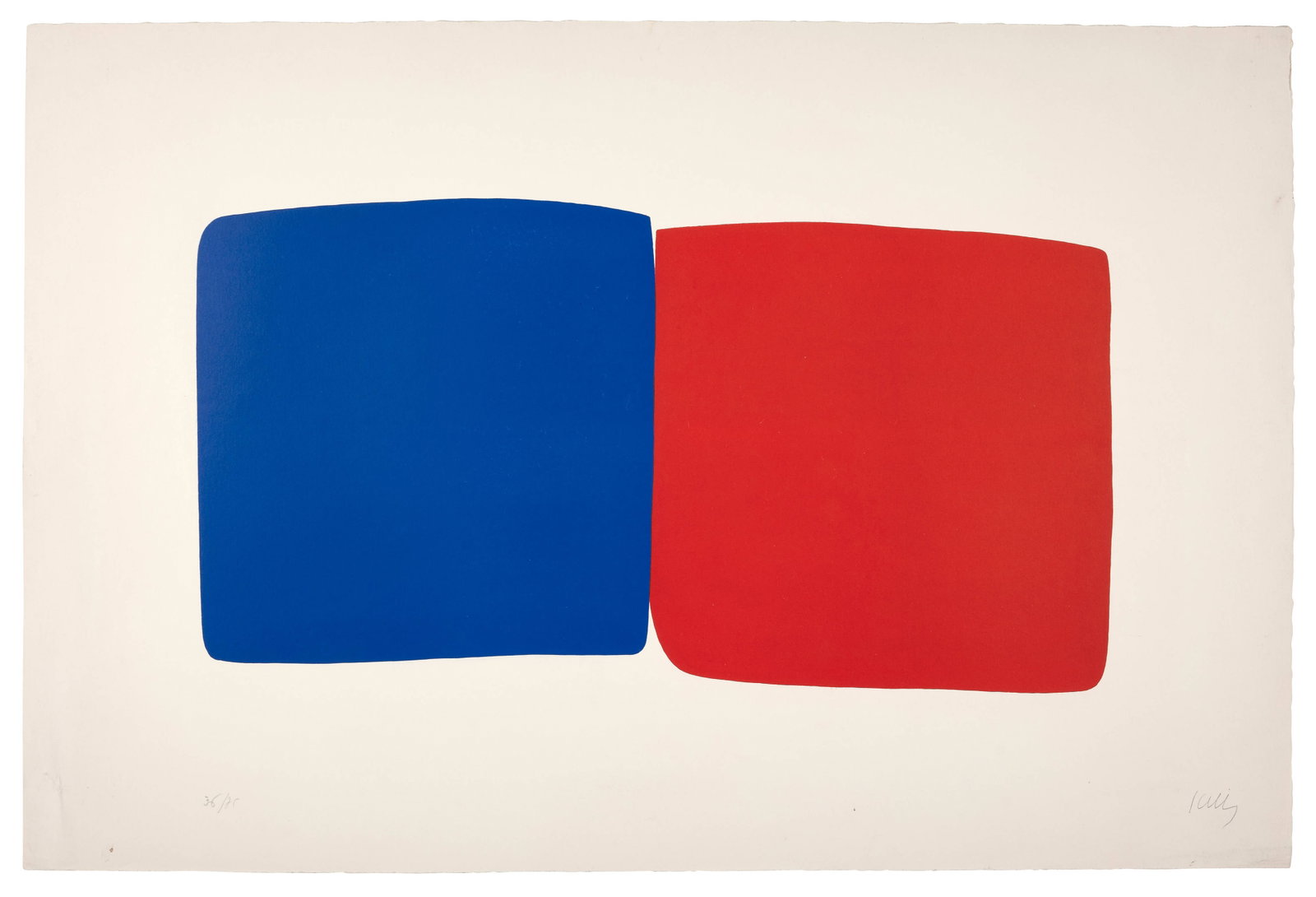 Ellsworth KELLY: Ellsworth KELLY Dark Blue and Red (Bleu Foncé et Rouge) - 1964/65 Issue de " Twenty-Seven Lithographs" Lithographie en couleurs Signée et numérotée "36/75" Edition à 75