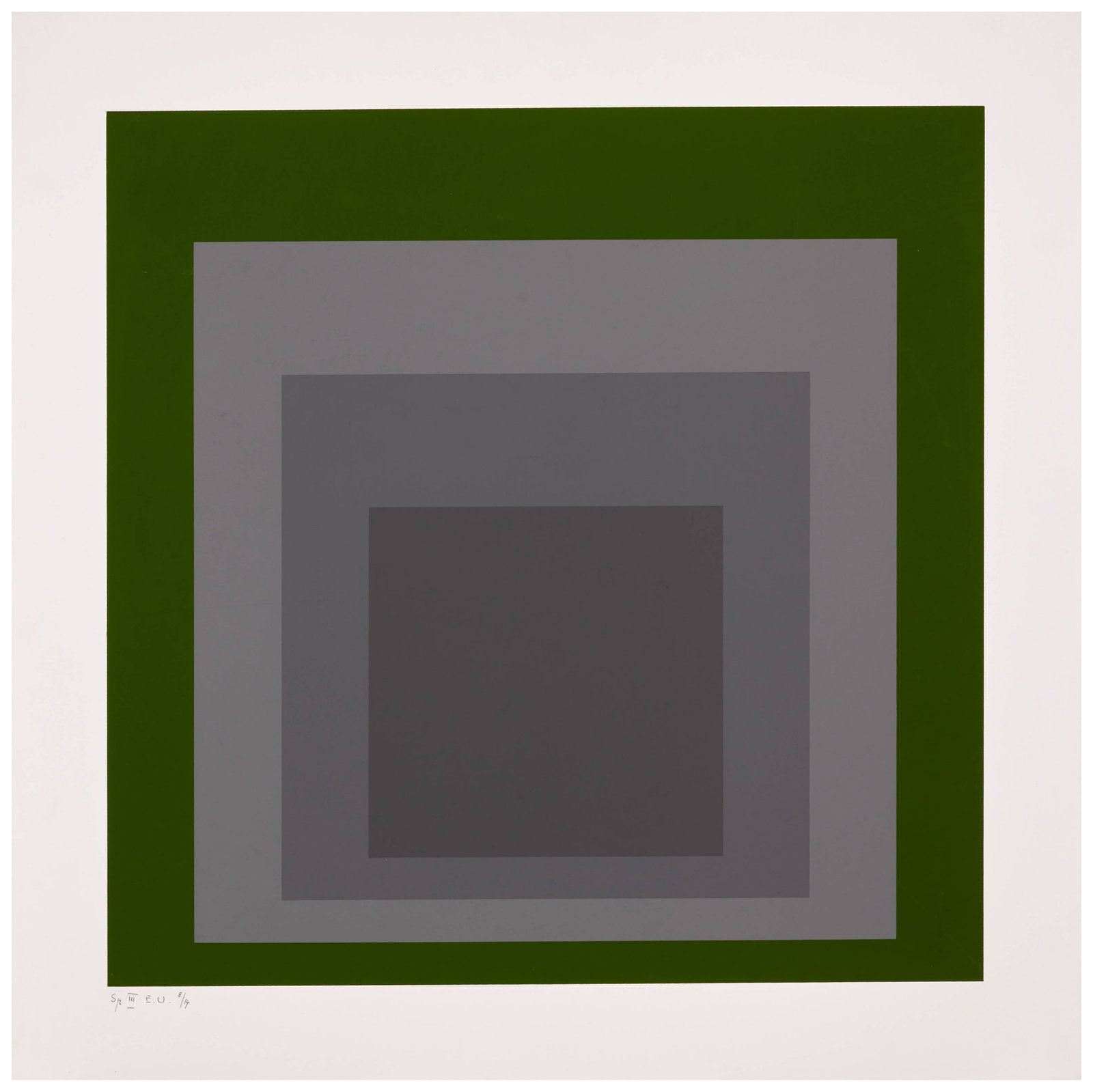 Josef ALBERS: Josef ALBERS SP III (Homage to the Square) - 1967 Sérigraphie en couleurs Non signée, titrée et numérotée "SP III E.U. 8/14" 61, 5 x 61, 5 cm Cette planche a été