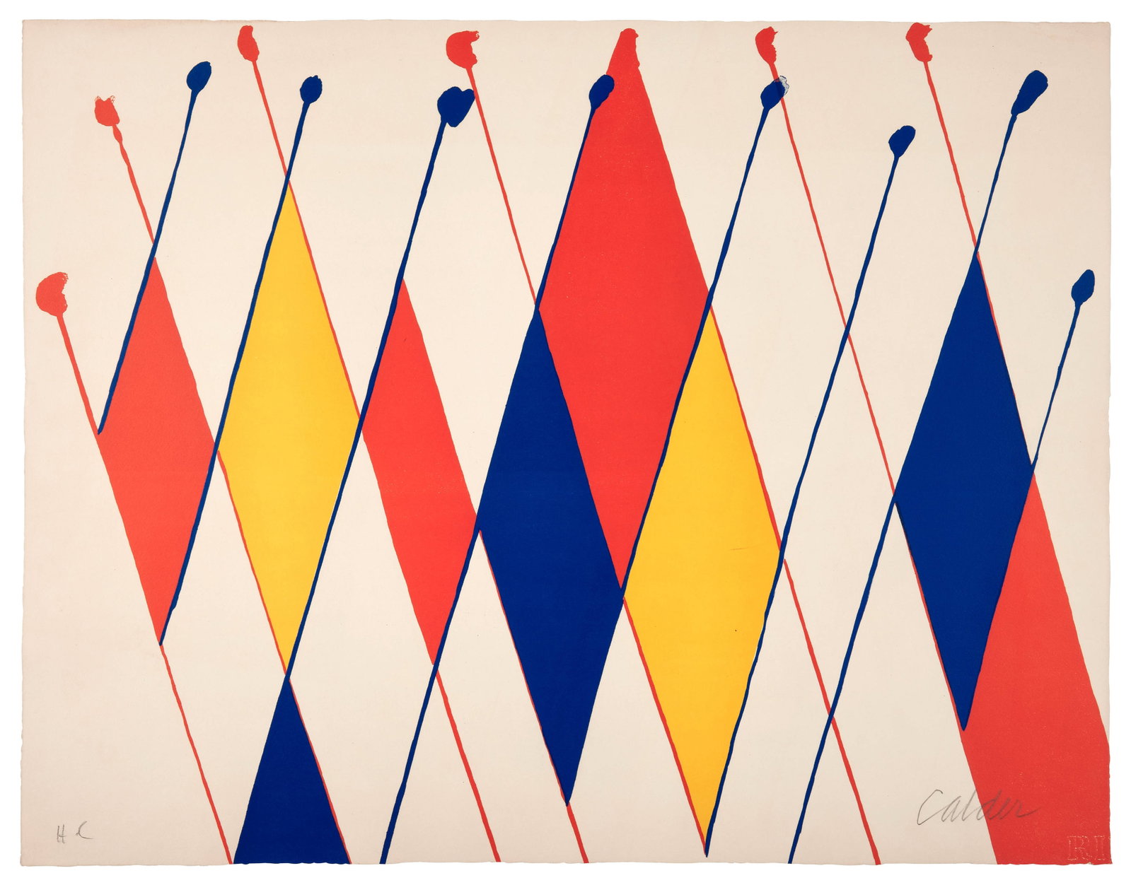 Alexander CALDER: Alexander CALDER Un drôle de poisson - 1965 Lithographie en couleurs Signée et justifiée "HC" Édition à 90 exemplaires 50 x 65 cm Éditions Maeght, Paris