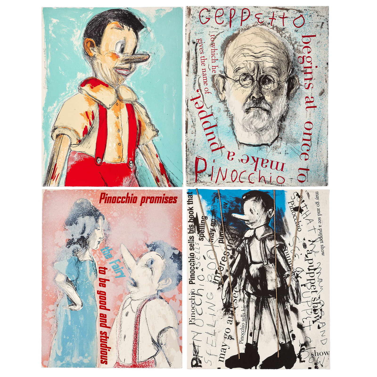 Jim DINE: Jim DINE Pinocchio (portfolio) - 2006 Le set complet de 44 lithographies Signée, datée et numérotée "18/35" Dans sa boîte en bois d'origine Atelier Michael Woolworth, Paris