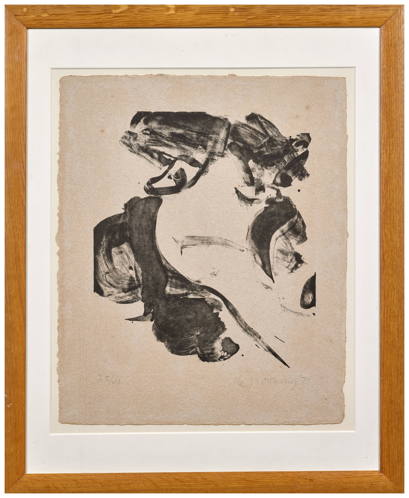 Willem de KOONING: Willem de KOONING With love - 1971 Lithographie en noir Signée, datée et numérotée "25/40" au crayon 38, 5 x 32 cm - encadrée Hollanders Workshop and Fourcade, New York (timbr