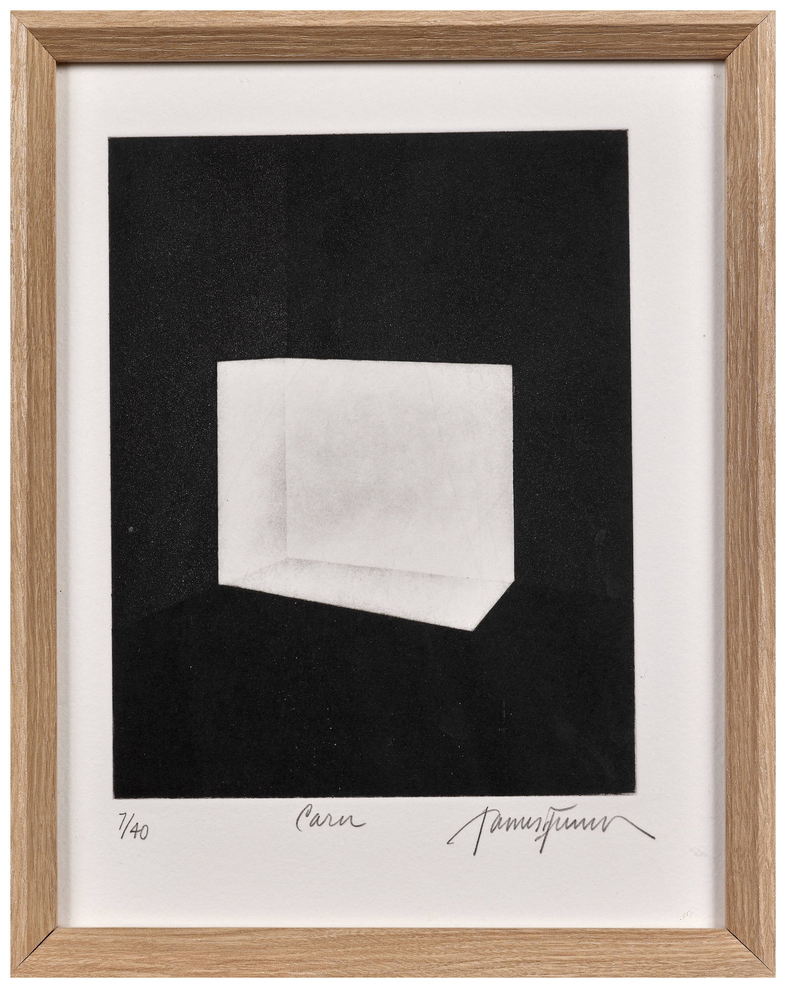 James TURRELL: James TURRELL Carn - 1990 Issue de "First Light" Eau-forte et aquatinte en noir et blanc Signée, titrée et numérotée "7/40" 24,5 x 19 cm (à vue) - encadrée Peter Blum Edi