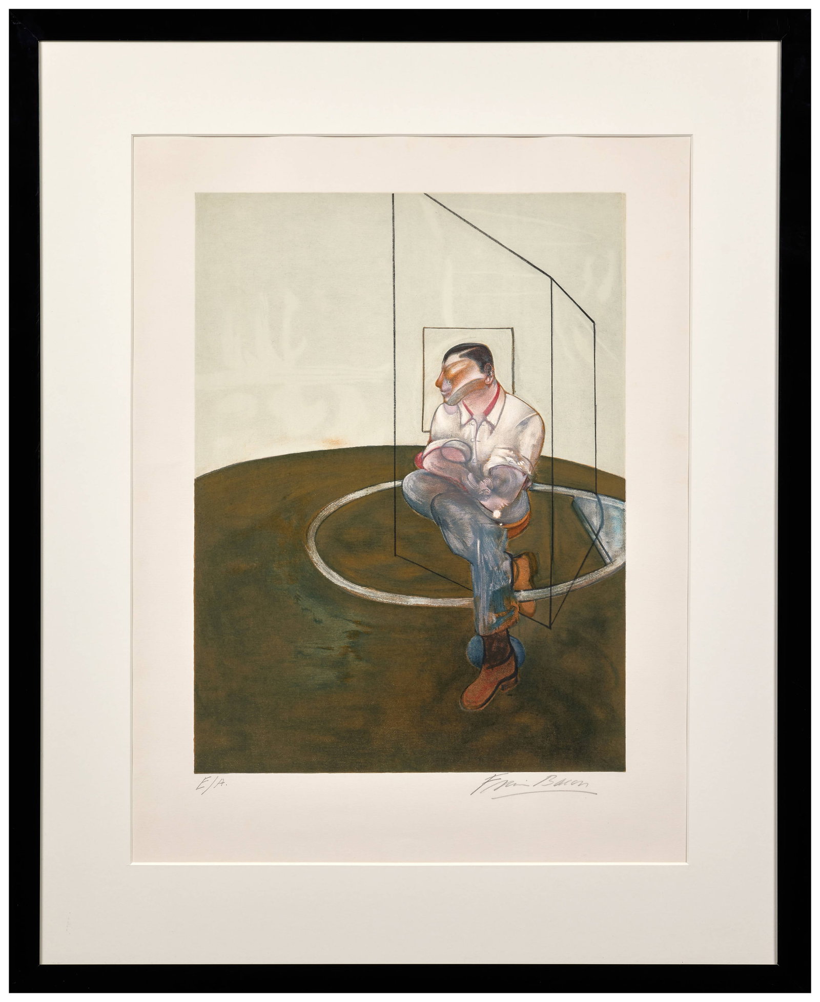 Francis BACON: Francis BACON Portrait de John Edwards - 1986 Lithographie en couleurs sur Vélin d'Arches Épreuve d'artiste signée Édition à 150 exemplaires + 5 EA + 30 HC 78,4 x 58 cm -