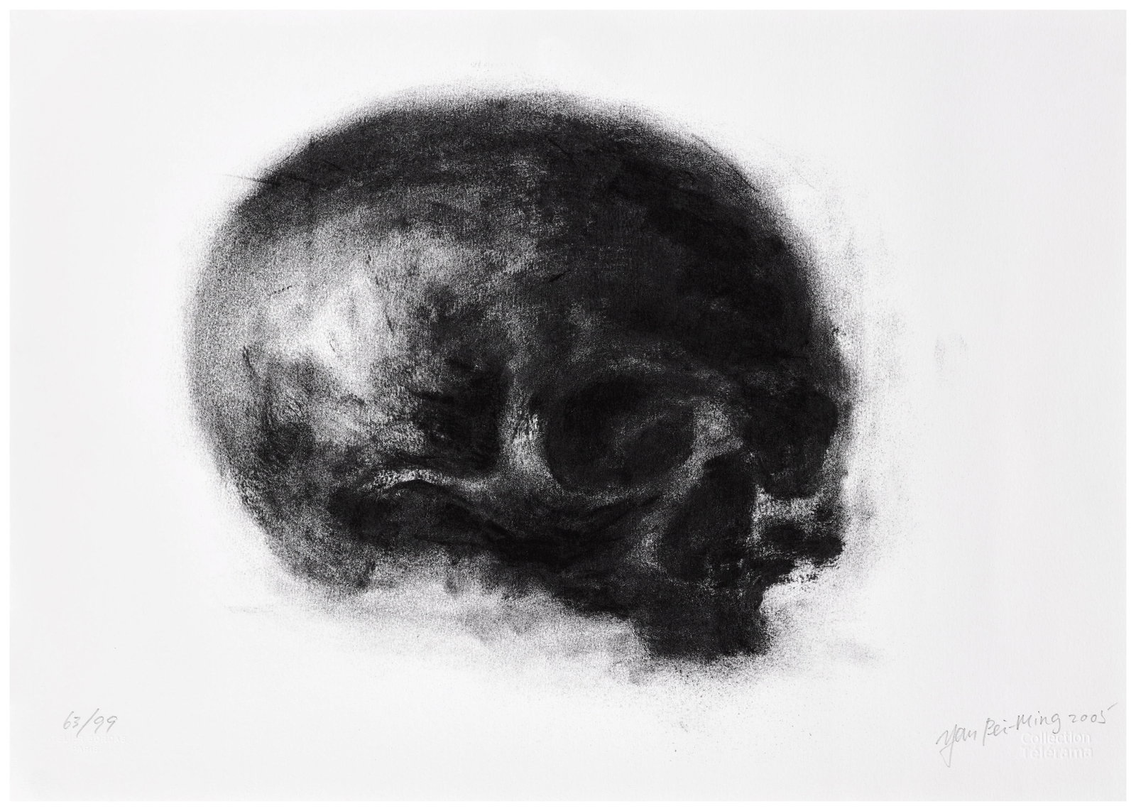 YAN Pei-Ming: YAN Pei-Ming Vanité – 2005 Lithographie en noir Signée, datée et numérotée "63/99" 42 x 59 cm Lithograph in black; signed, dated and numbered 16.5 × 23.2 in. YAN