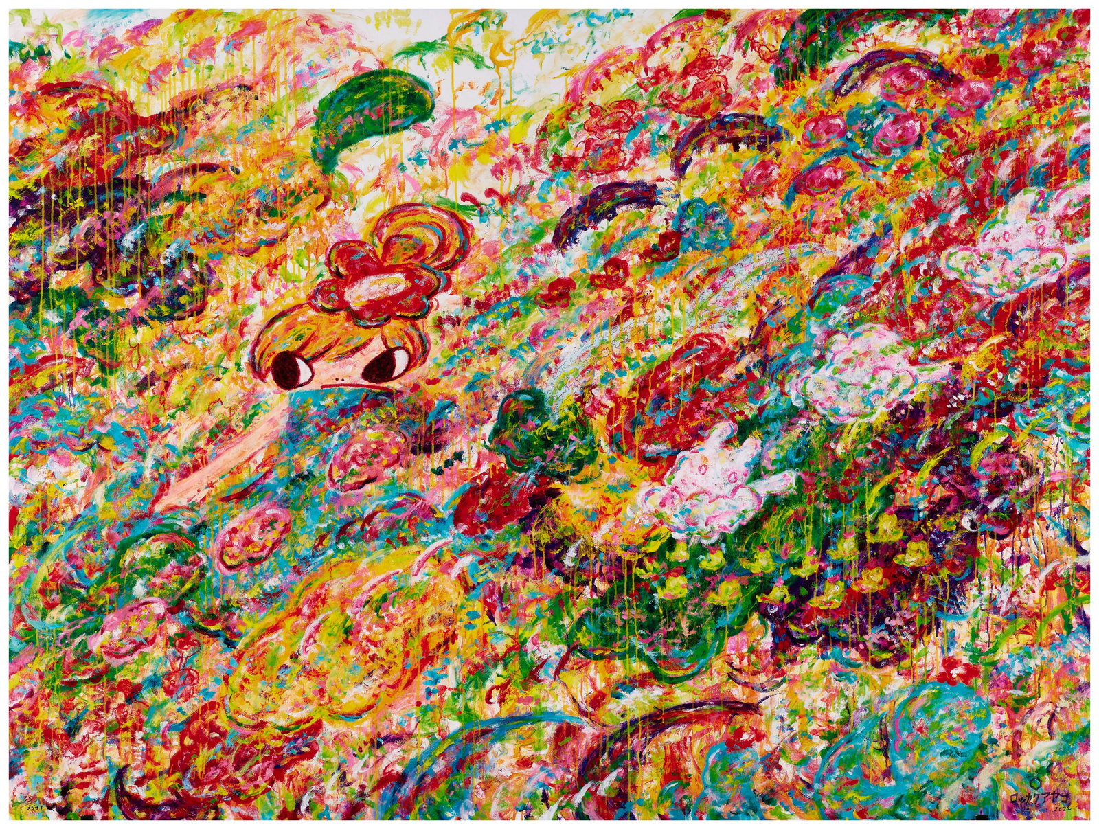 Ayako ROKKAKU: Ayako ROKKAKU (Née en 1982) Sans Titre - 2022 Impression pigmentaire UV avec couche de vernis sérigraphique Datée et numérotée "35/3591" au feutre et signature tamponnée