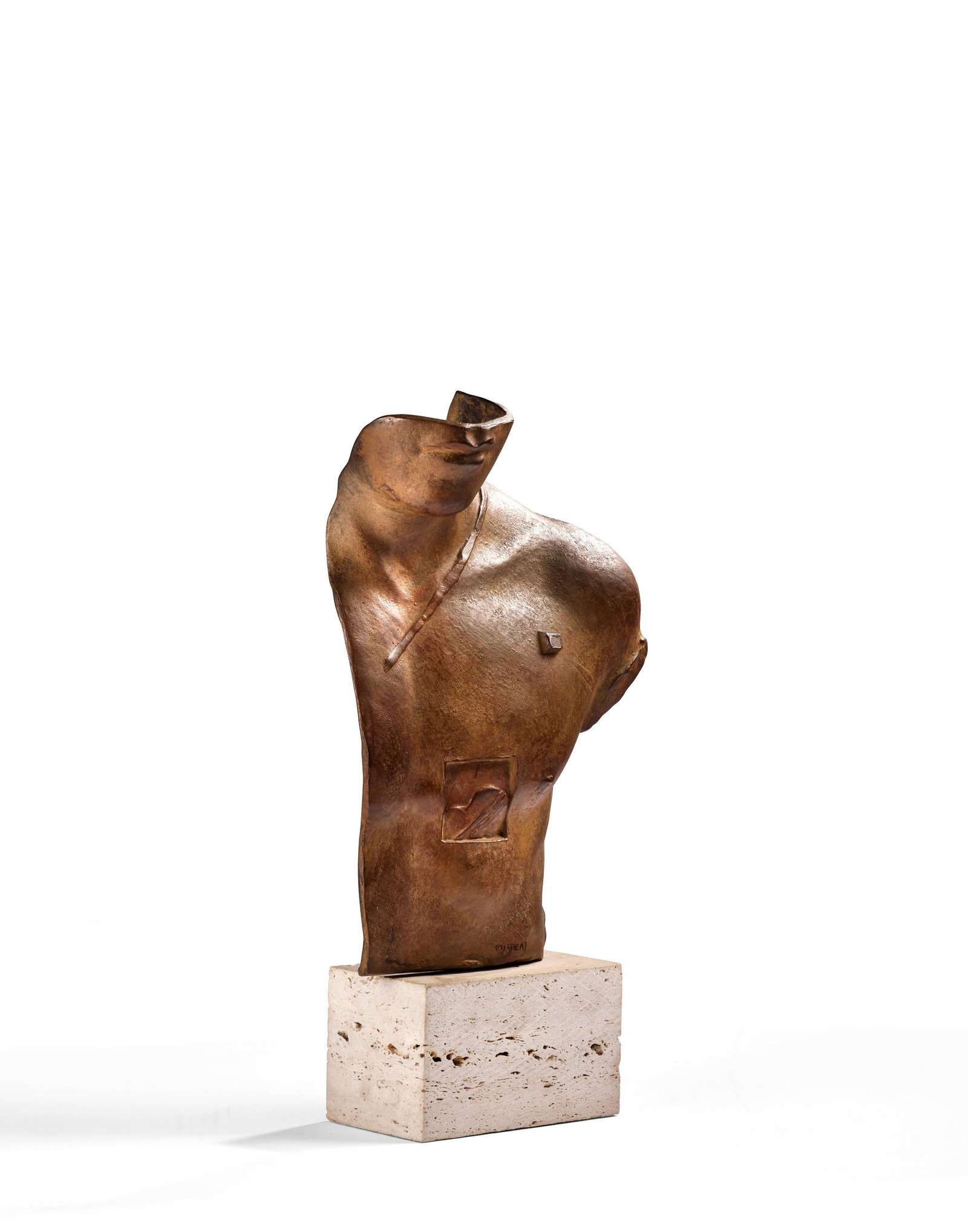 Igor MITORAJ: Igor MITORAJ Asclépios - 1988 Bronze à patine brune et socle en marbre Signature et numérotation "696/1000" gravées Hauteur: 48 cm Bronze with brown patina and marble base;