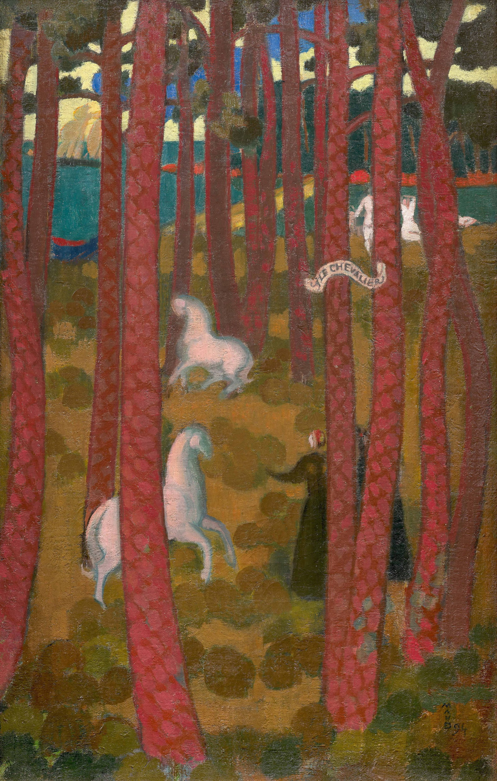 Maurice DENIS: Maurice DENIS L’Île Chevalier - 1894 Huile sur toile Signée du monogramme et datée en bas à droite "M/A/V/D 94" 57 x 36.5 cm Provenance : Galerie Vollard, acquis auprès