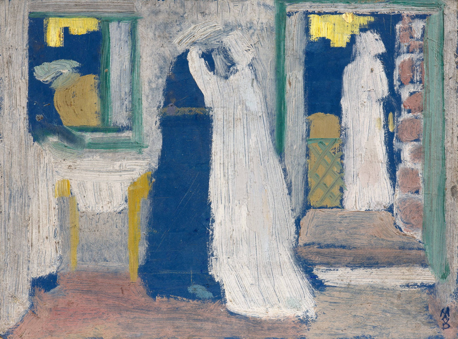 Maurice DENIS: Maurice DENIS La Visitation bretonne - 1897 Huile sur carton Signé du monogramme en bas à droite "M/A/V/D" 22 x 29.3 cm Provenance : Atelier de l’artiste, puis par descendance