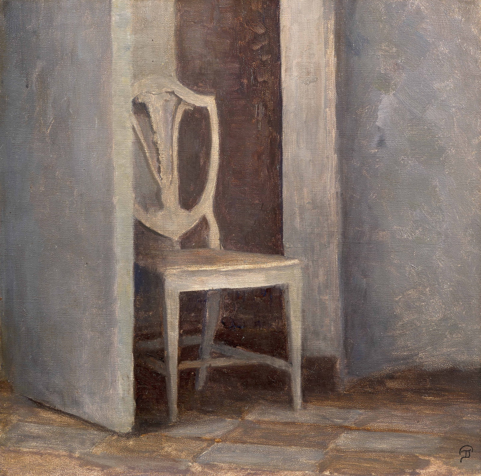 Peter Vilhelm ILSTED: Peter Vilhelm ILSTED (1861 – 1933) Intérieur à la chaise, Liselund - circa 1915-1917 Huile sur toile Monogrammée en bas à droite 28 x 28 cm Provenance : Vente Copenhague,