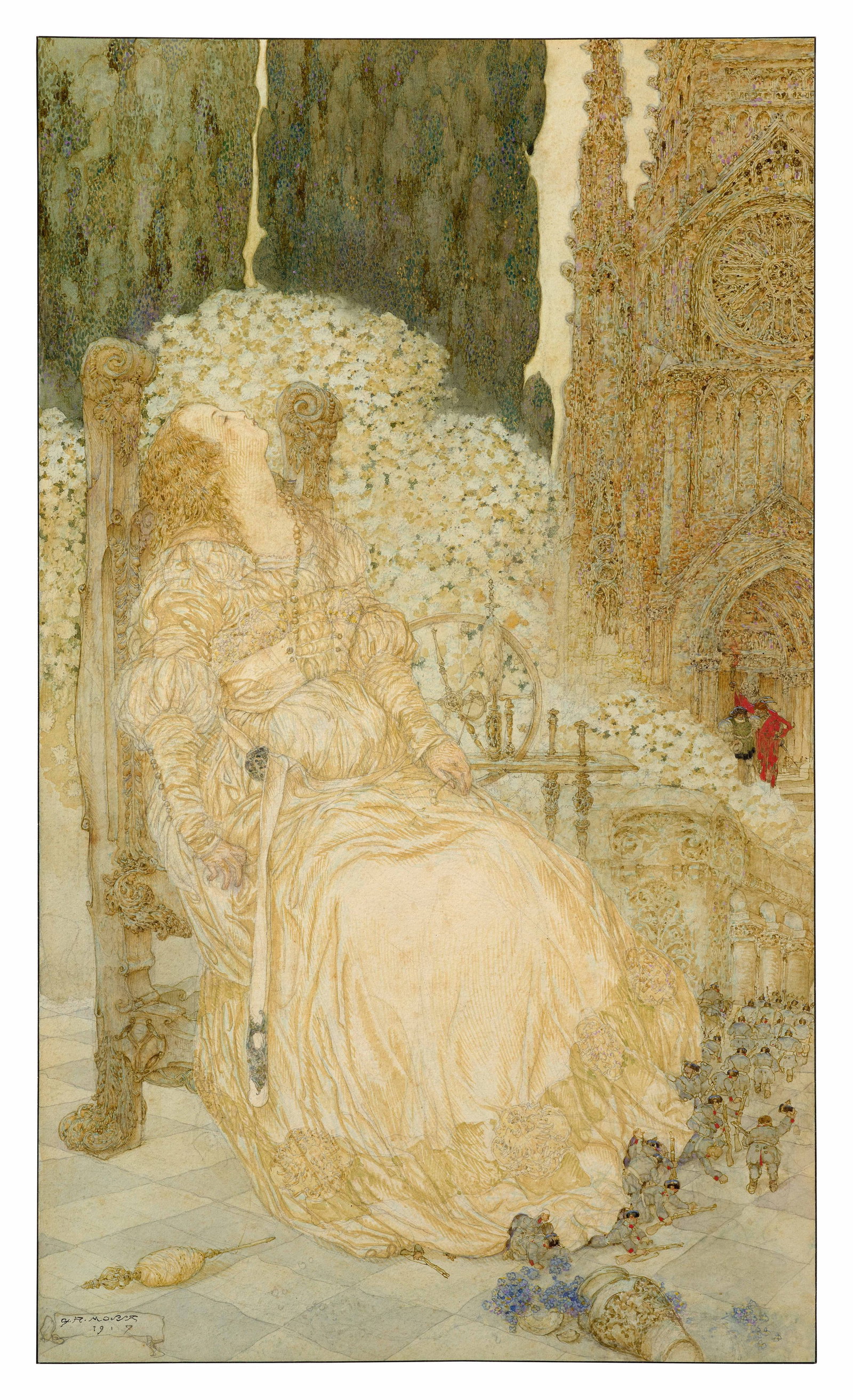 Gustav Adolf MOSSA: Gustav Adolf MOSSA (1883 - 1971) Gretchen (Visions de guerre) - 1917 Aquarelle gouachée sur traits de crayon sur papier Signé et daté en bas à gauche "G. A. MOSSA / 1917"