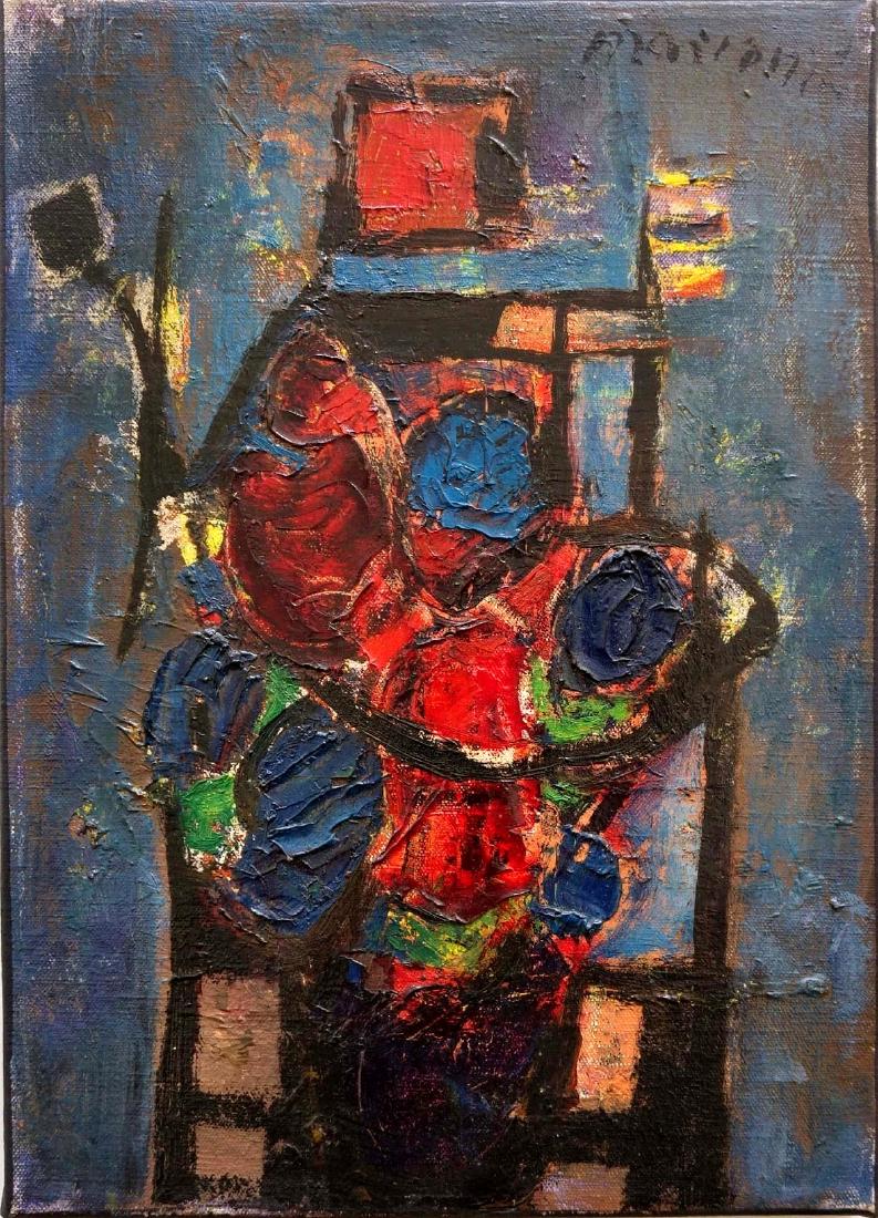 Zvi Mairovich (Israeli - Polish, 1911-1974): Flower vase, Oil on canvas, 33 x 24 cm, Signed
