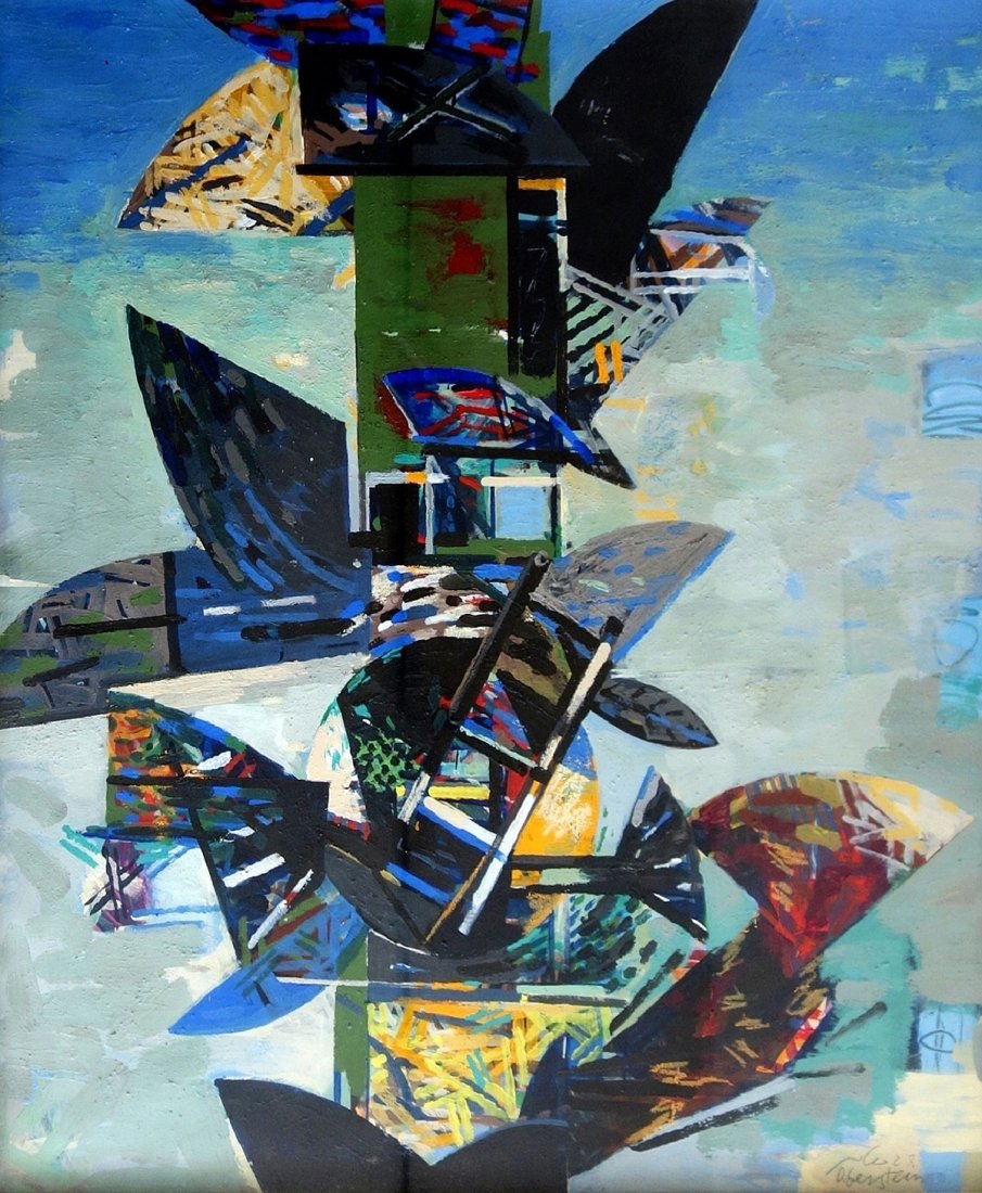 David Gerstein (Israeli, born 1944): Composition, 1990, Oil on cardboard, 117 x 105 cm, Signed and dated