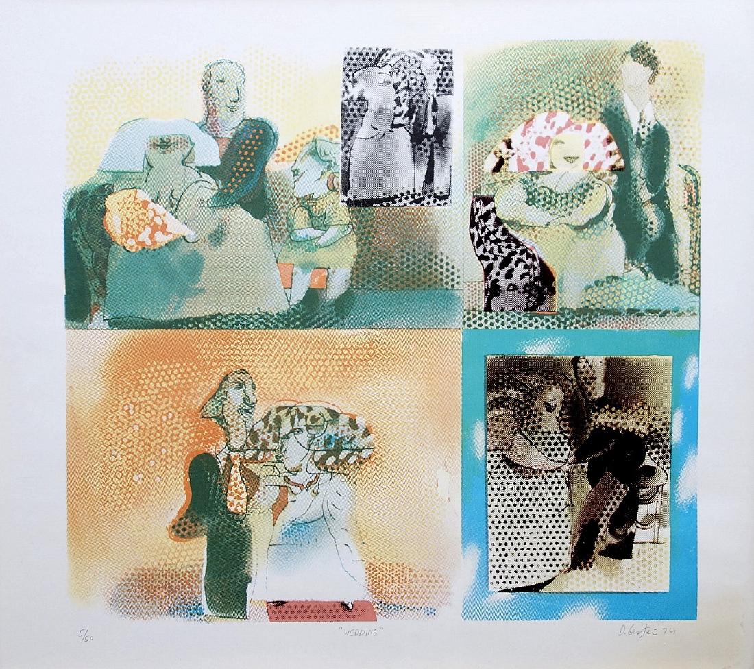 David Gerstein (Israeli, b. 1944): Wedding", 1974, Offset print, 55 x 60 cm , Hand-signed, titled, dated and numbered "5/50