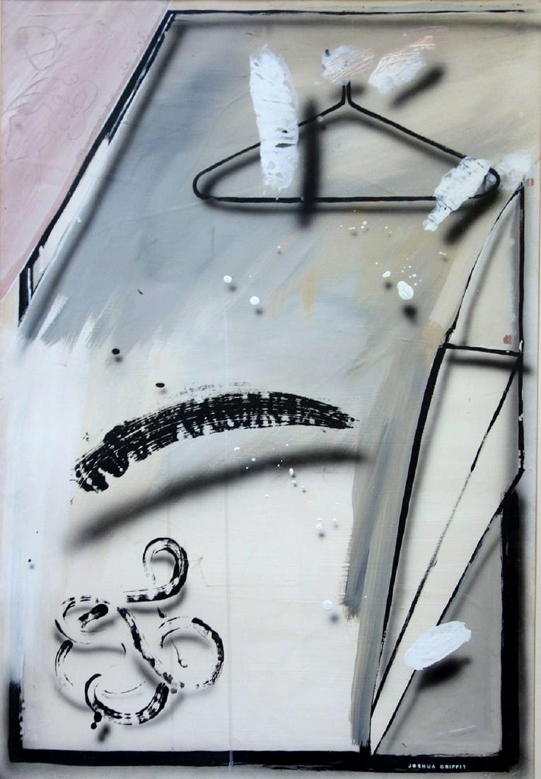 Joshua Griffit (Israeli, born 1951): "Hanger + dress", 1982, Mixed media on paper, 106 x 73 cm, Signed, dated and titled