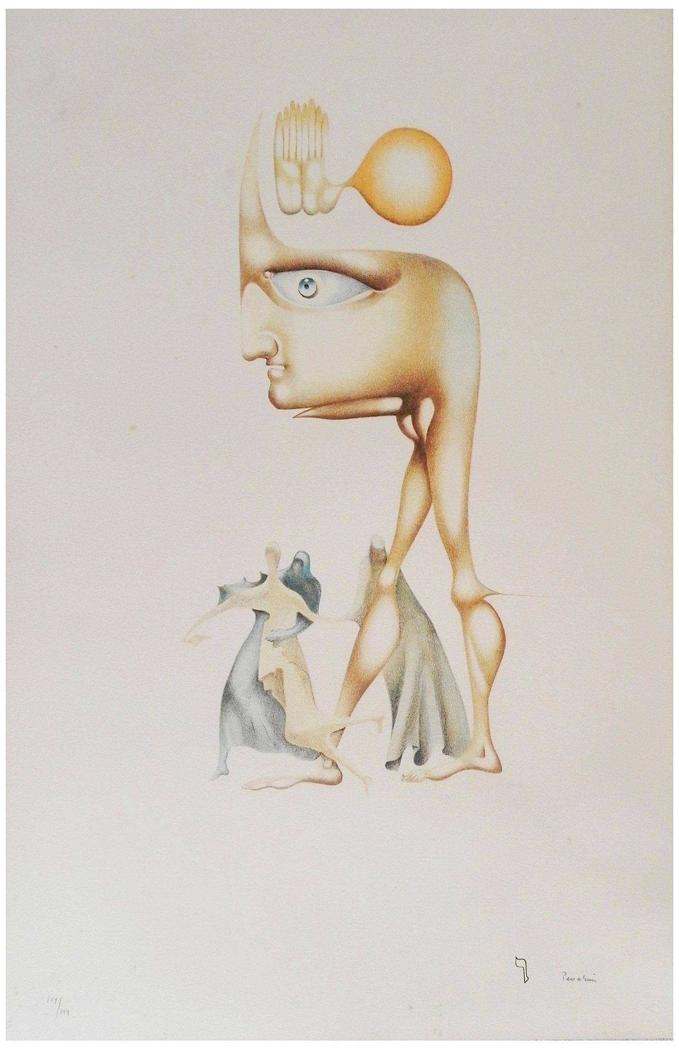 Jules Perahim (Romanian - French, 1914-2008): Untitled, Color lithograph, 53 x 34 cm, Hand-signed and numbered "189/199"