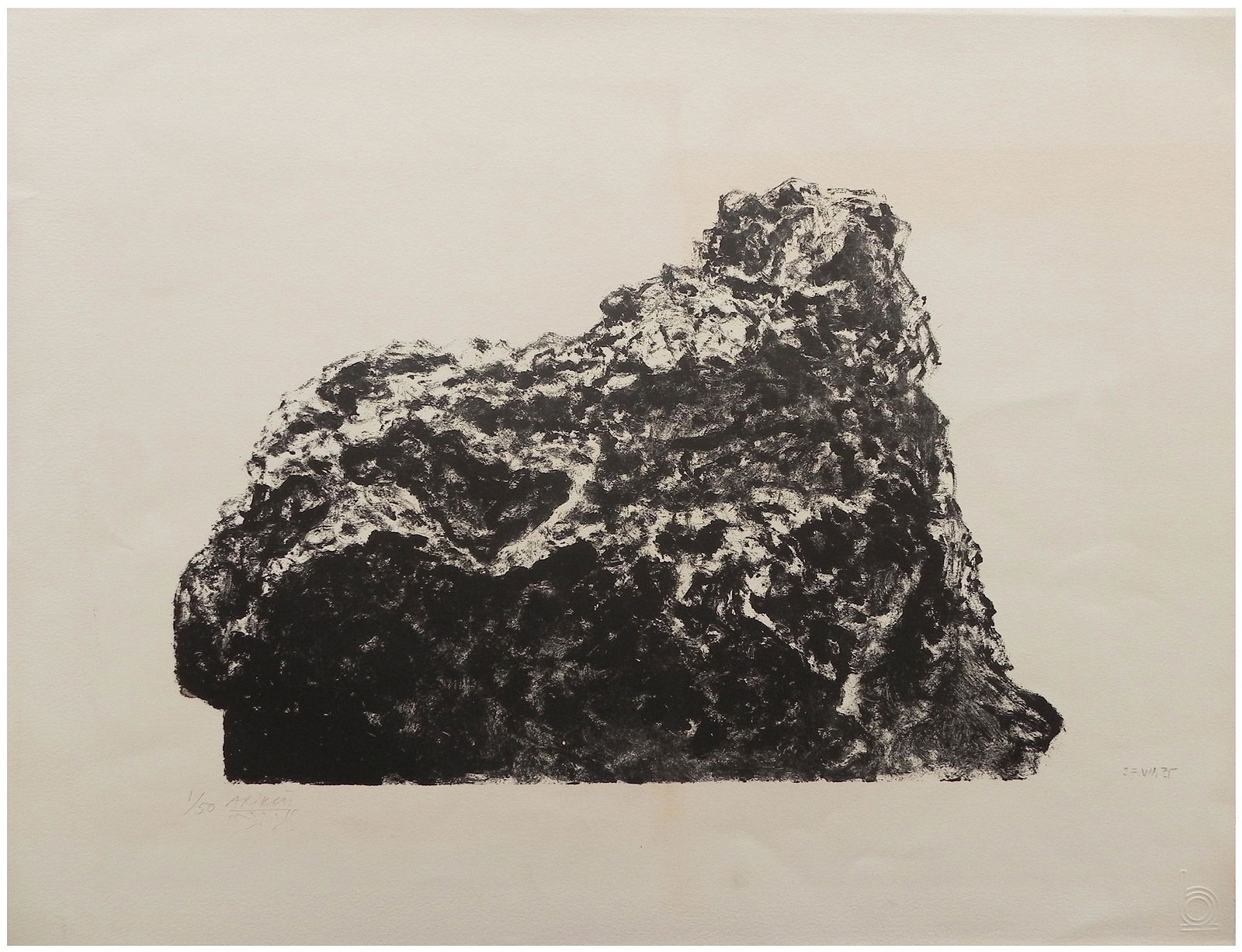 Avigdor Arikha (Israeli - French, 1929-2010): Stone, 1975, Lithograph, 47 x 57 cm, Signed, dated and numbered "1/50". Documented in the catalog "Avigdor Arikha, Prints - 1950-1985", author: Mordechai Omer, published by Tel-Aviv University, Univer
