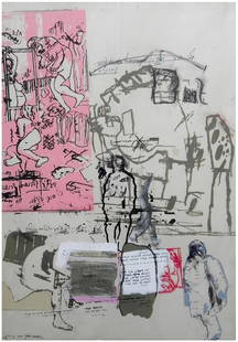 Yair Garbuz (Israeli, b. 1945): Untitled, 1970s, Mixed media on paper, 50 x 35 cm, Signed