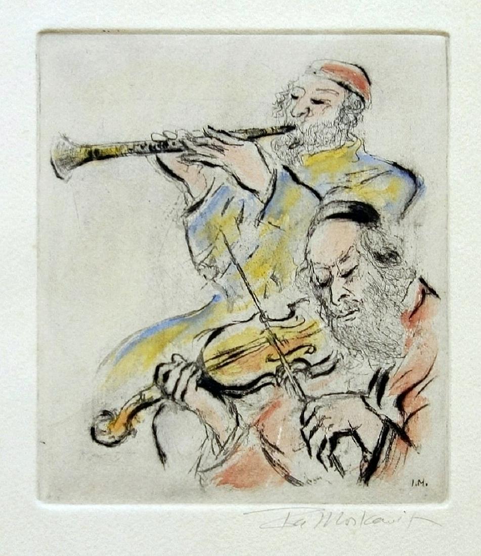 Ira Moskowitz (American - Polish, 1912-2001): Klezmer, Hand-painted etching, 17 x 15 cm / 31 x 28 cm, Hand-signed, Signed in the plate as well