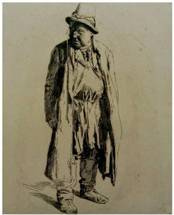 Erich Wolfsfeld (German, 1884-1956): "Komischer Alter" (Strange dude), Etching, 31 x 24 cm / 48 x 36 cm, Unsigned (COA will be issued by Yair Art Gallery, Tel Aviv)