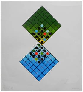 Yehouda Chaki (Canadian - Israeli, b. Greece 1938): Composition, 1972, Screen print, 59 x 53 cm, Hand-signed, dated and numbered "69/90"