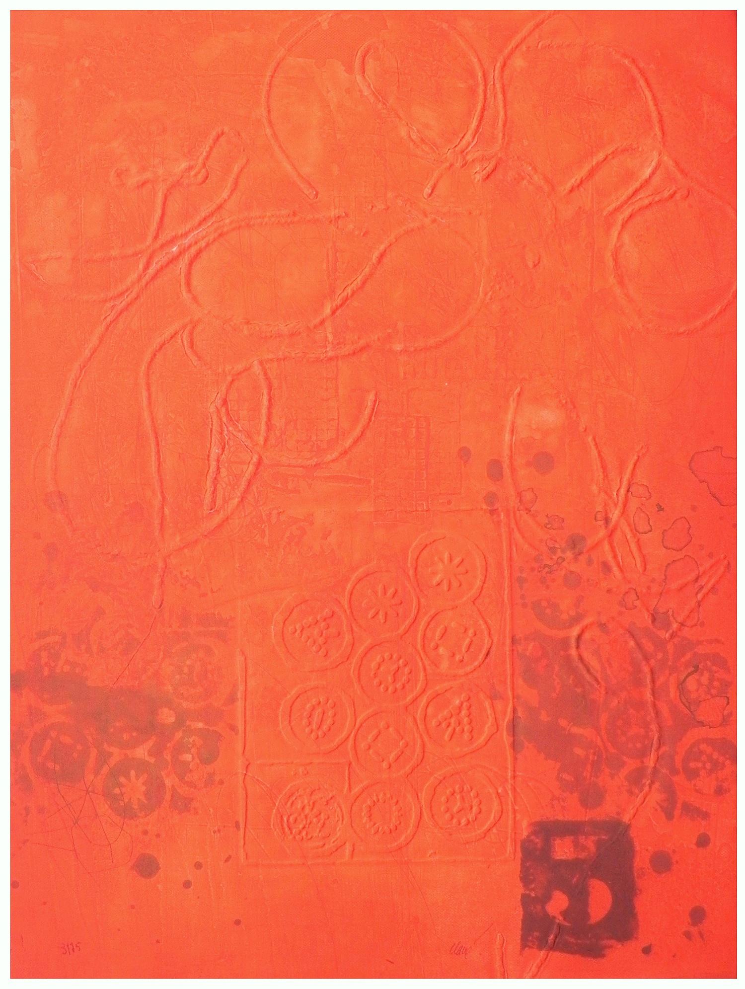 Antoni ClavÃ© (Spanish - French, 1913-2005): Composition, Carborundum print, 76 x 57 cm, Hand-signed and numbered "3/75"