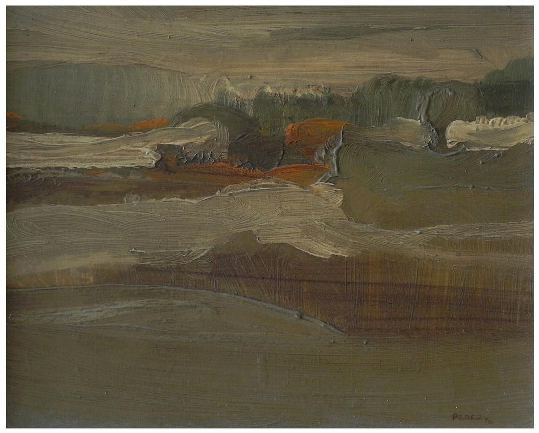 Alex Peretz (Chilean - Israeli, b. 1946): Landscape, 1976, Oil on wood, 20 x 24 cm, Signed and dated
