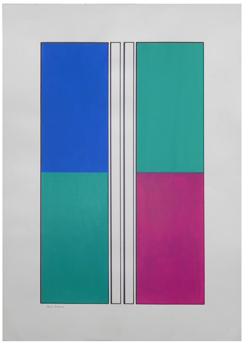 Jean Dubois (Belgian, 1923-1990): Composition, Mixed media on paper, 70 x 50 cm, Signed