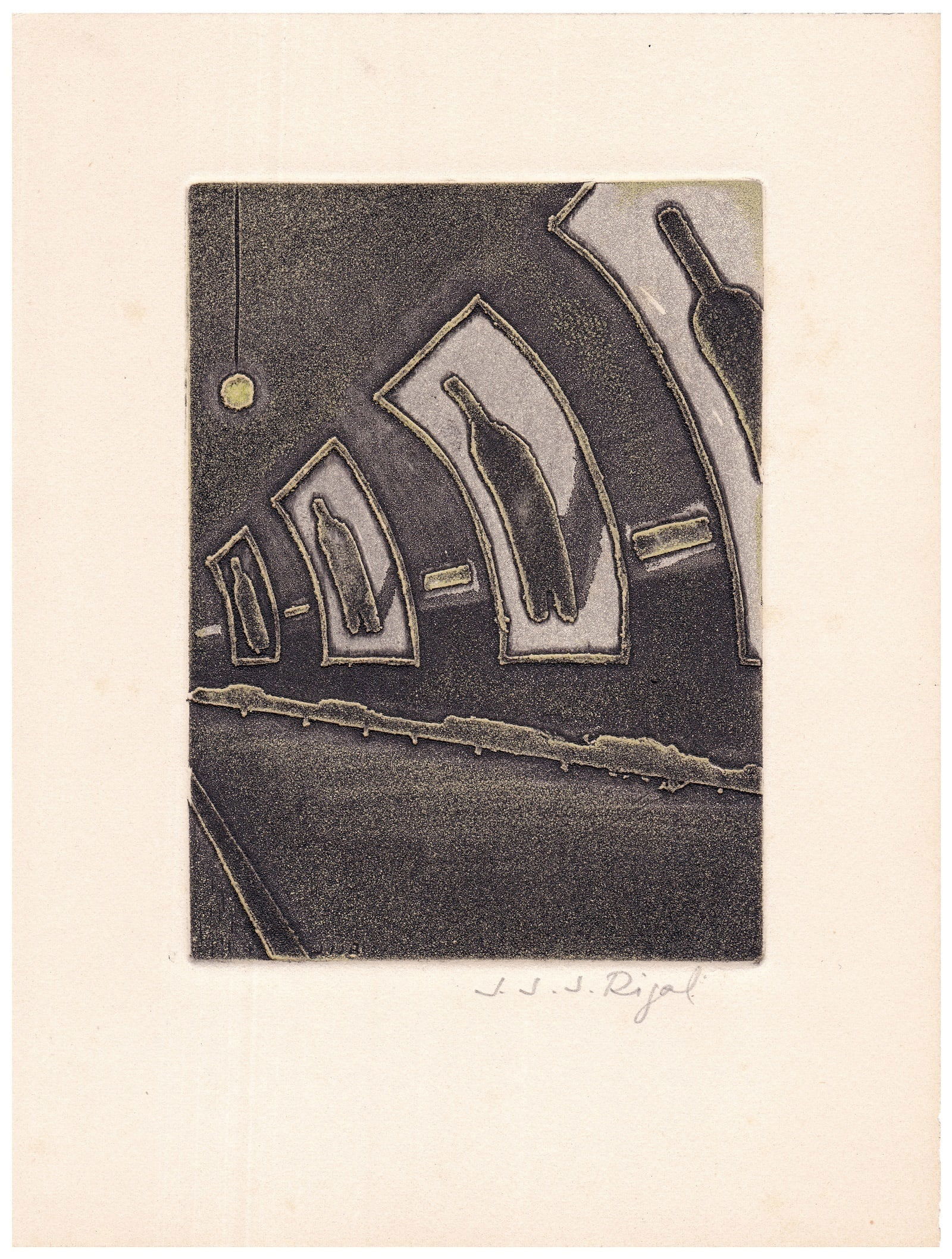 Jacques Jean Joachim Rigal (French, 1926-1997): Paris Métro, 1960s, Aquatint, Plate: 12 x 9 cm / Sheet: 19 x 14 cm, Hand-signed