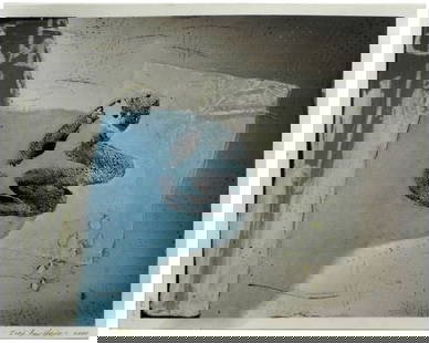 Zigi Ben Haim (Israeli - American, b. 1945): Composition in light blue, 2000, Mixed media on paper, 36 x 43 cm, Signed and dated
