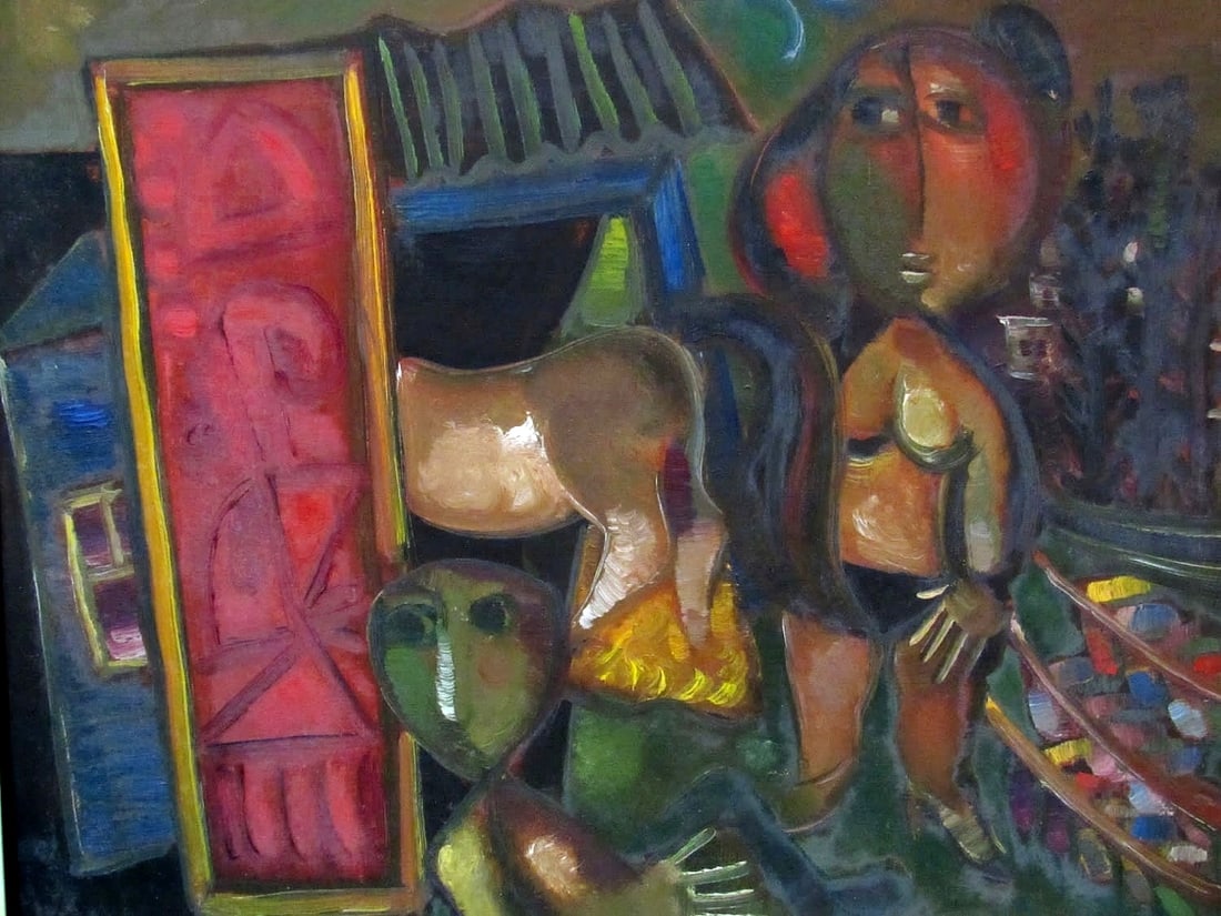 Leo Roth (Israeli, 1914-2002): Nude with a horse, Oil on canvas, 66 x 55 cm, Signed