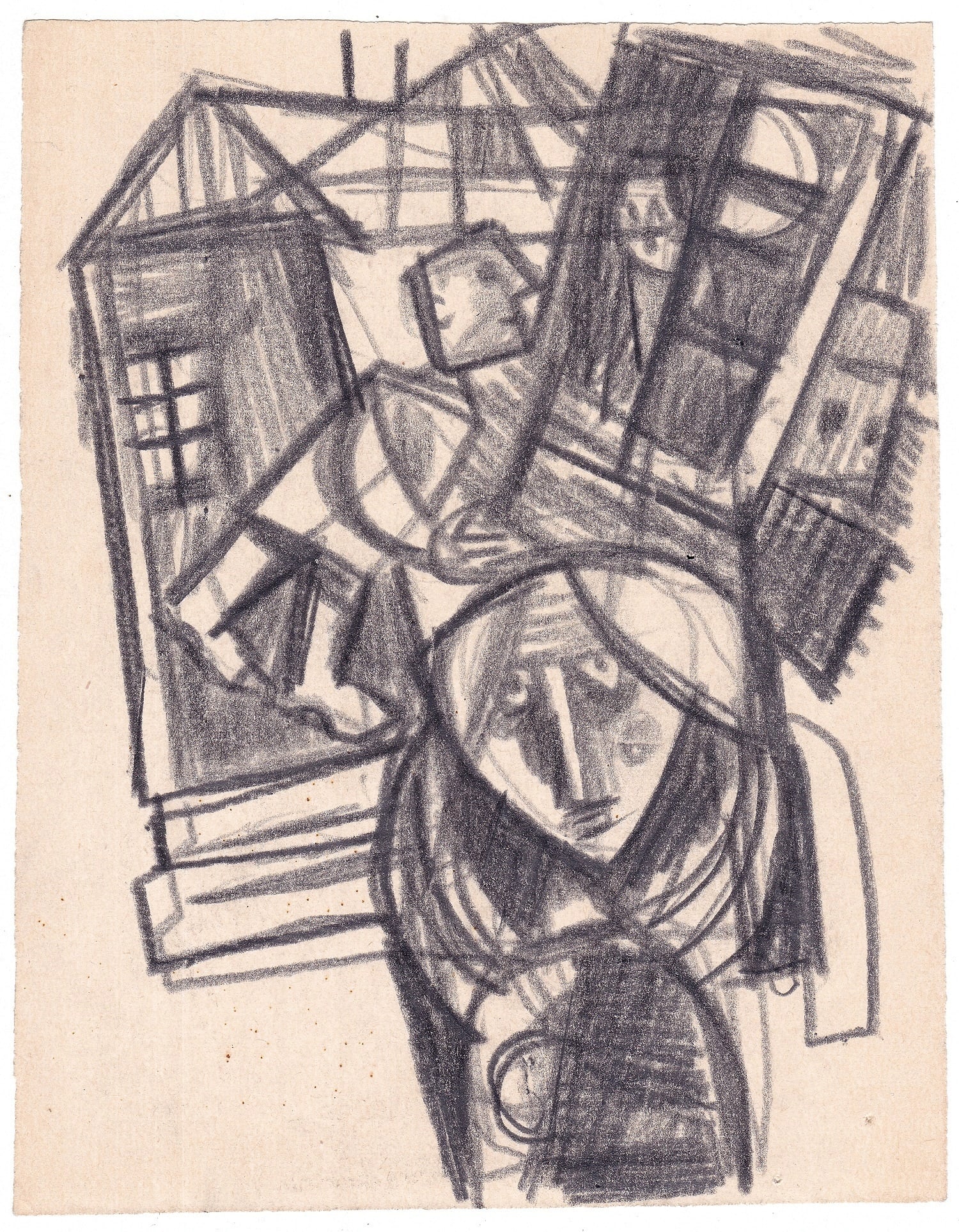 Leo Roth (Israeli, 1914-2002): Woman and a worker at the Kibbutz, Pencil on paper, 14 x 11 cm, Unsigned (COA will be issued by Yair Art Gallery, Tel Aviv)