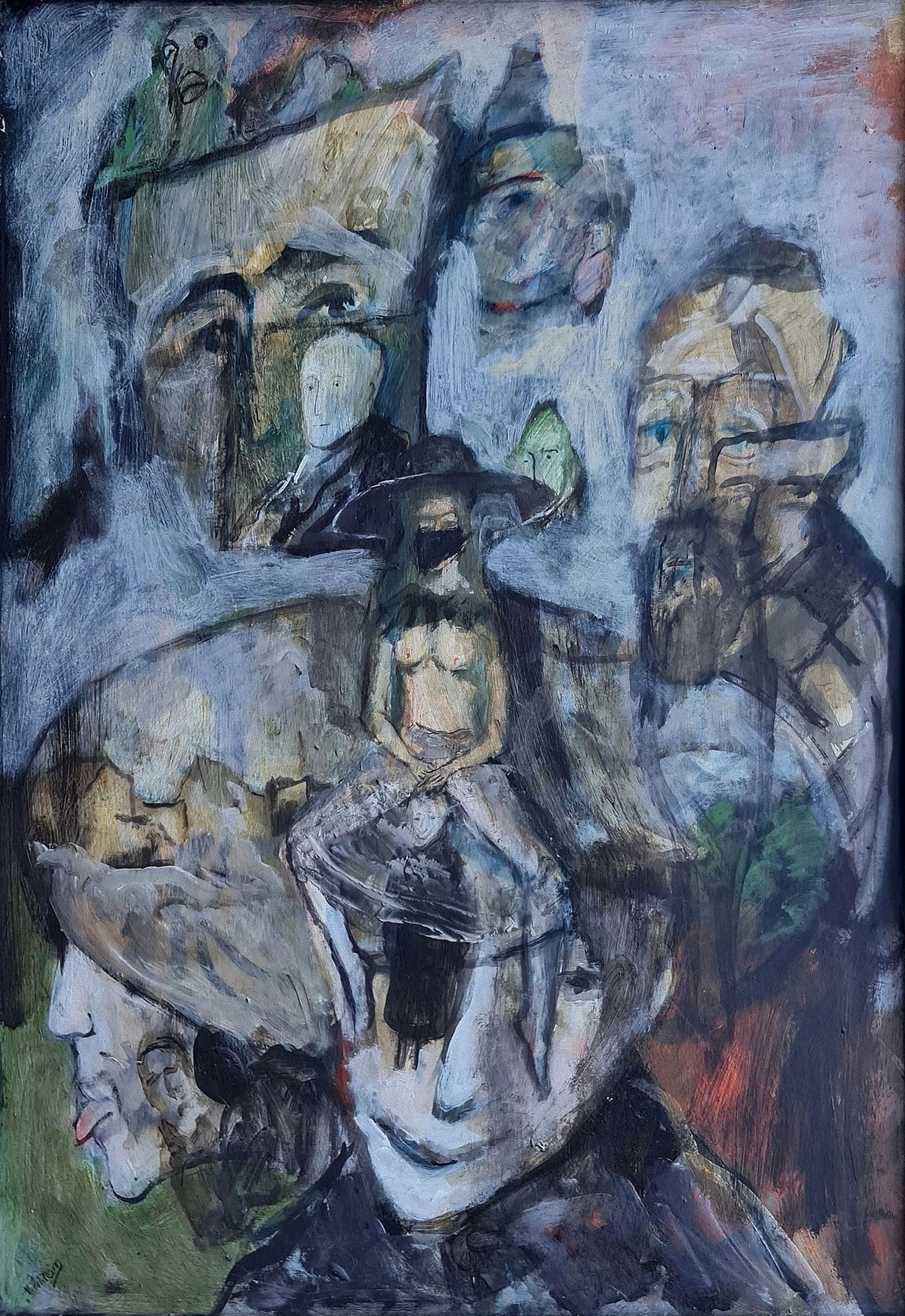 Zwy Milshtein (French - Israeli, 1934-2020): "À la brune" (at dusk), 1976, Acrylic on masonite, 55 x 38 cm, Signed on recto, A sticker by Renee Darom Gallery, Tel Aviv, with the painting details is attached on verso.