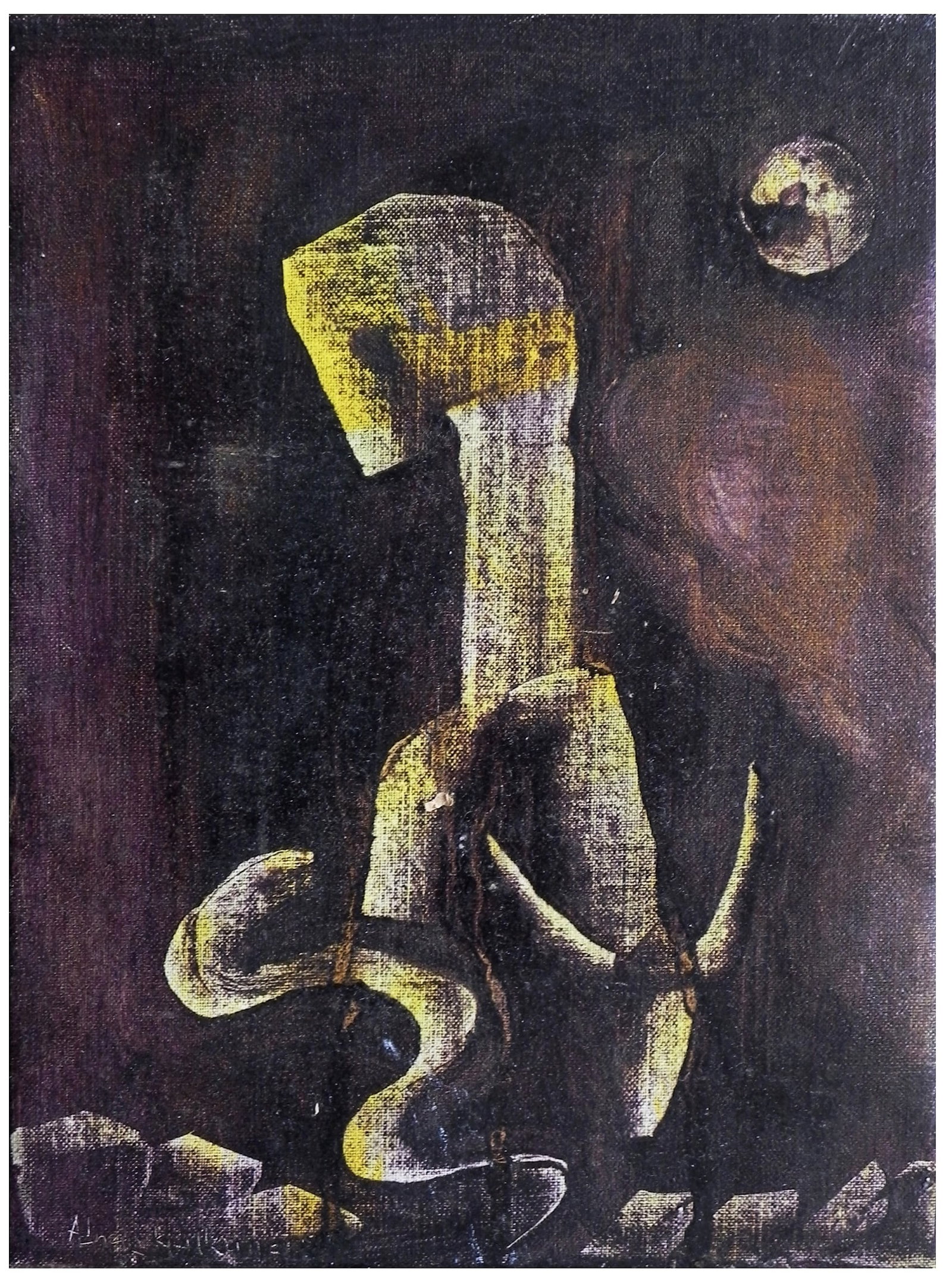 Adnan Kalkanci (Kurdish, b. 1958): Figure, 2011, Acrylic on canvas attached to thick panel, 20 x 15 cm, Signed on recto, Signed and dated on verso as well