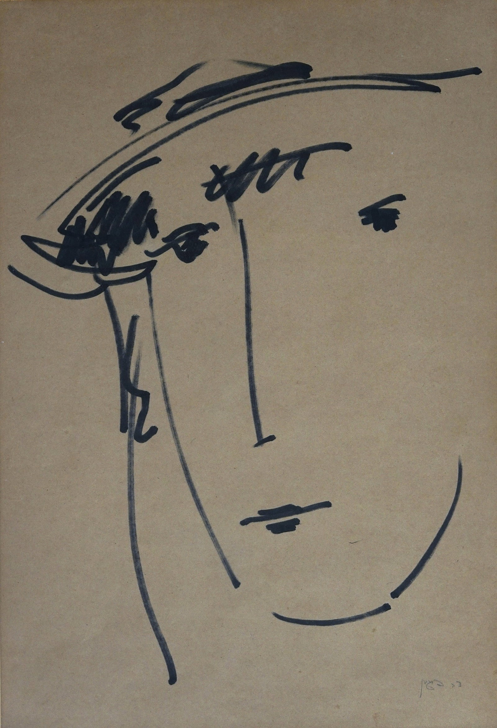 Dov Feigin (Israeli, 1907-2000): Portrait of a woman, Ink on paper, 46 x 32 cm, signed
