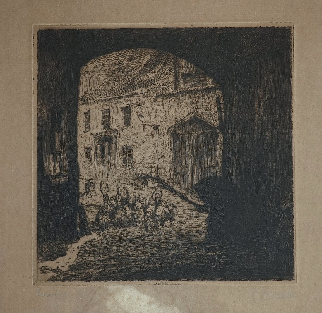 Jules De Bruycker (Belgian, 1870-1945): The witch ("Sorcière"), 1906, Etching, Plate: 20 x 20 cm / Sheet: 38 x 30 cm, Signed and titled in pencil, also signed and dated in the plate